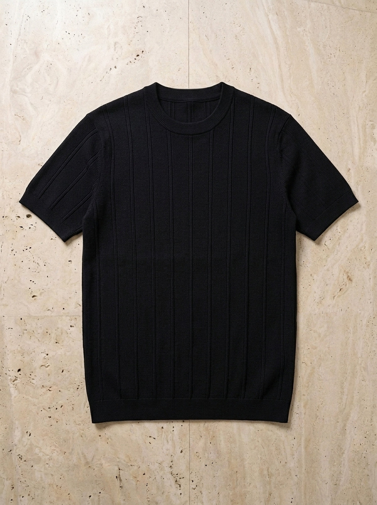 Preto | Camiseta de tricô Otranto preto – peça sozinha vista de cima