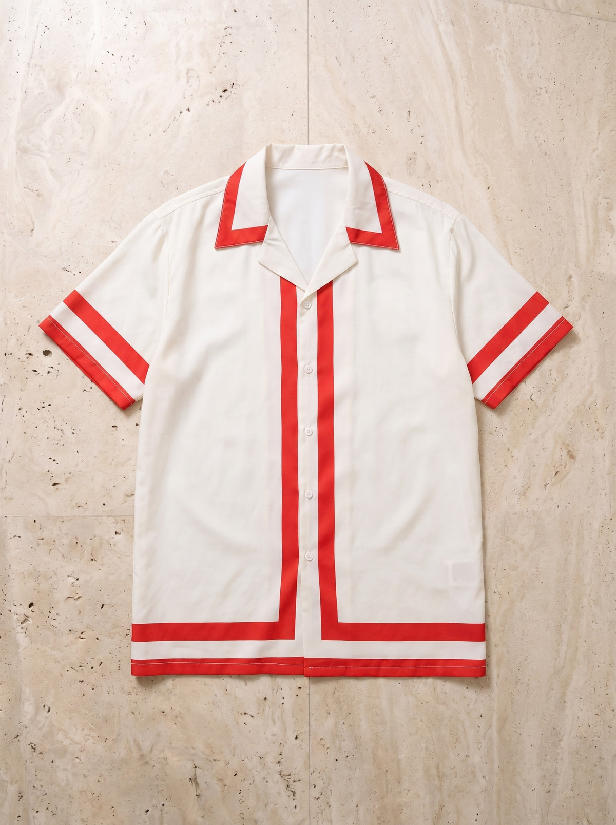 Vermelho | Camisa com faixas de contraste Oviedo vermelho – peça sozinha vista de cima