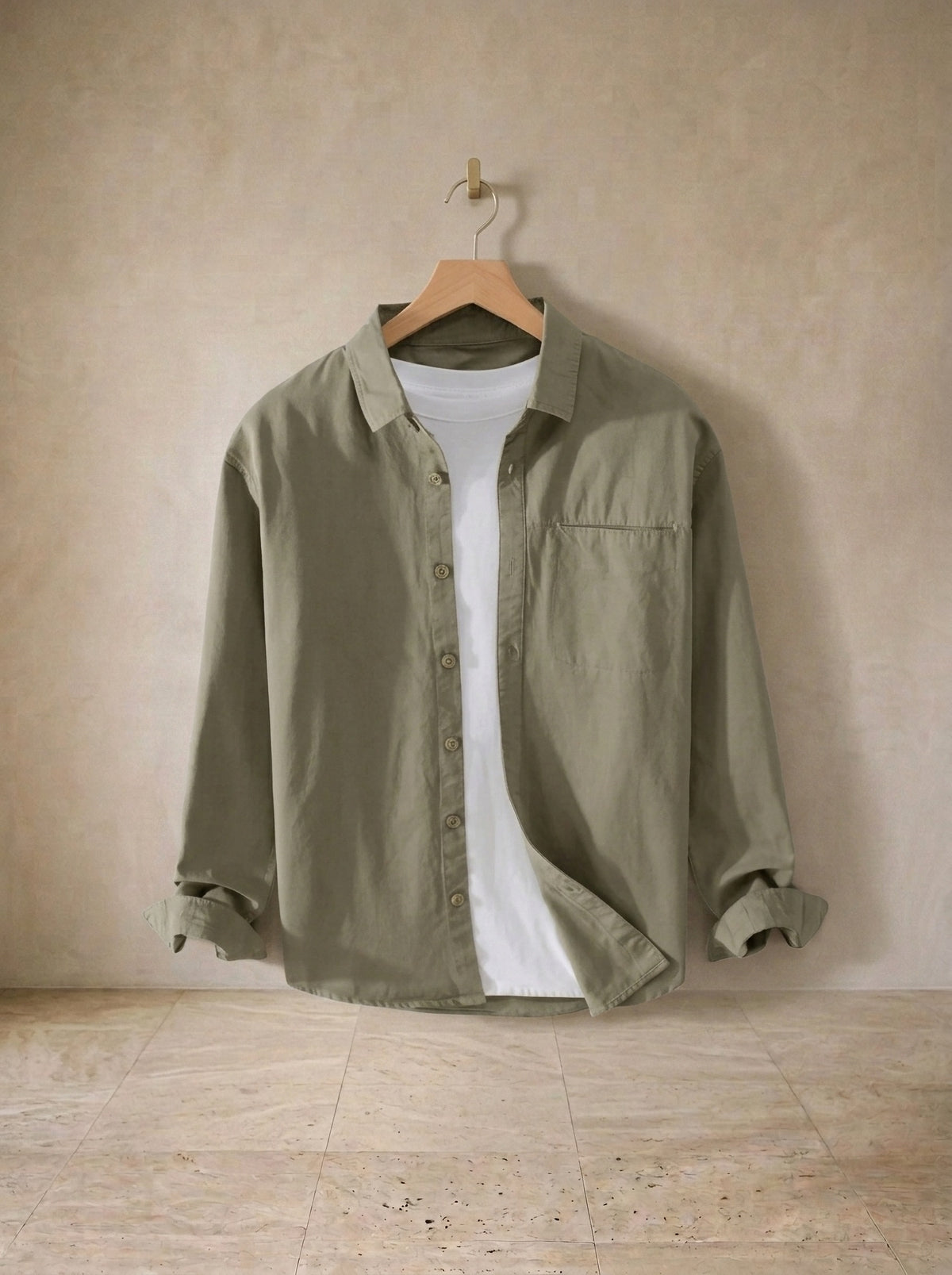 Caqui | Camisa de algodão Padova caqui – peça sozinha, foto de produto