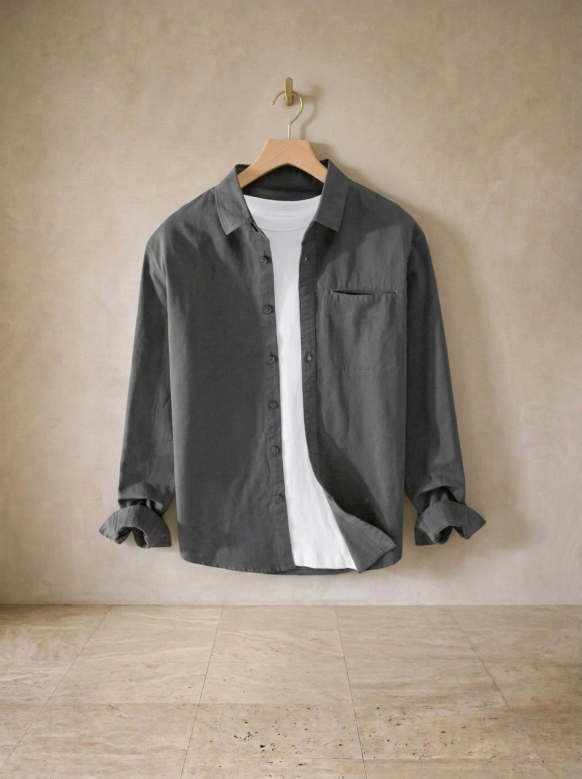Cinza | Camisa de algodão Padova cinza – peça sozinha, foto de produto