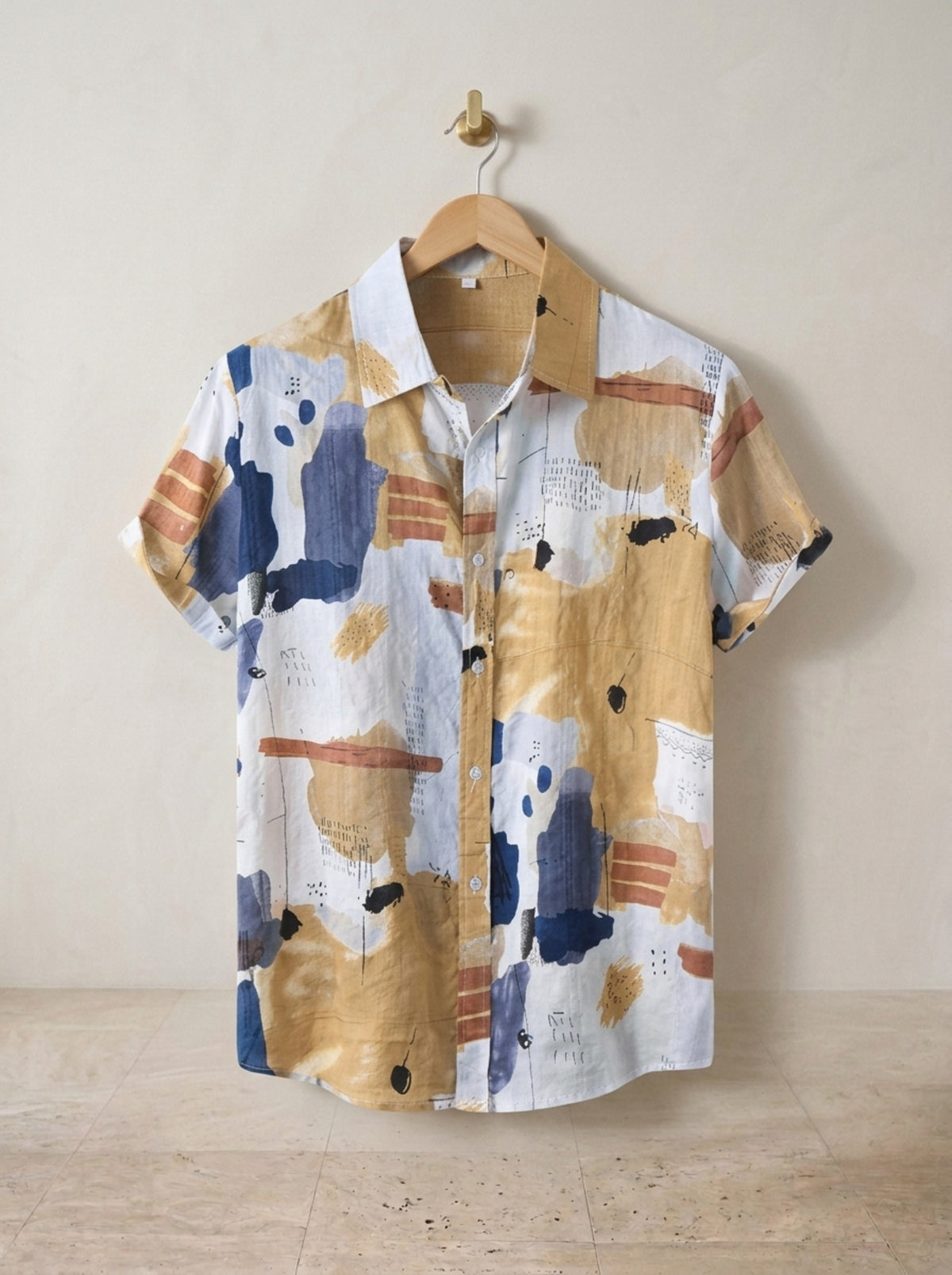 Amarelo | Camisa estampa abstrata Palermo amarelo – peça sozinha, foto de produto