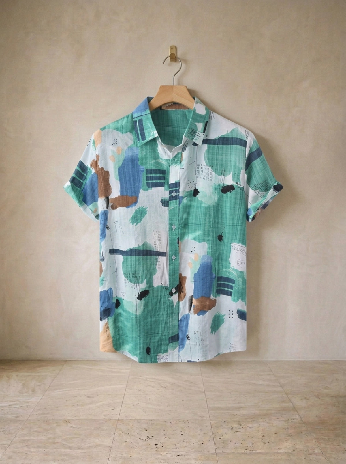 Verde | Camisa estampa abstrata Palermo verde – peça sozinha, foto de produto