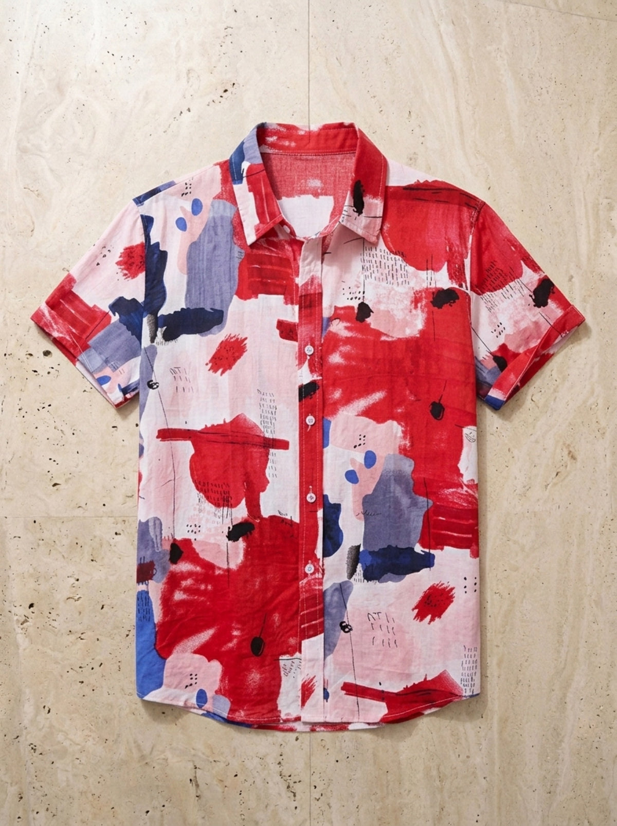 Vermelho | Camisa estampa abstrata Palermo vermelho – peça sozinha vista de cima