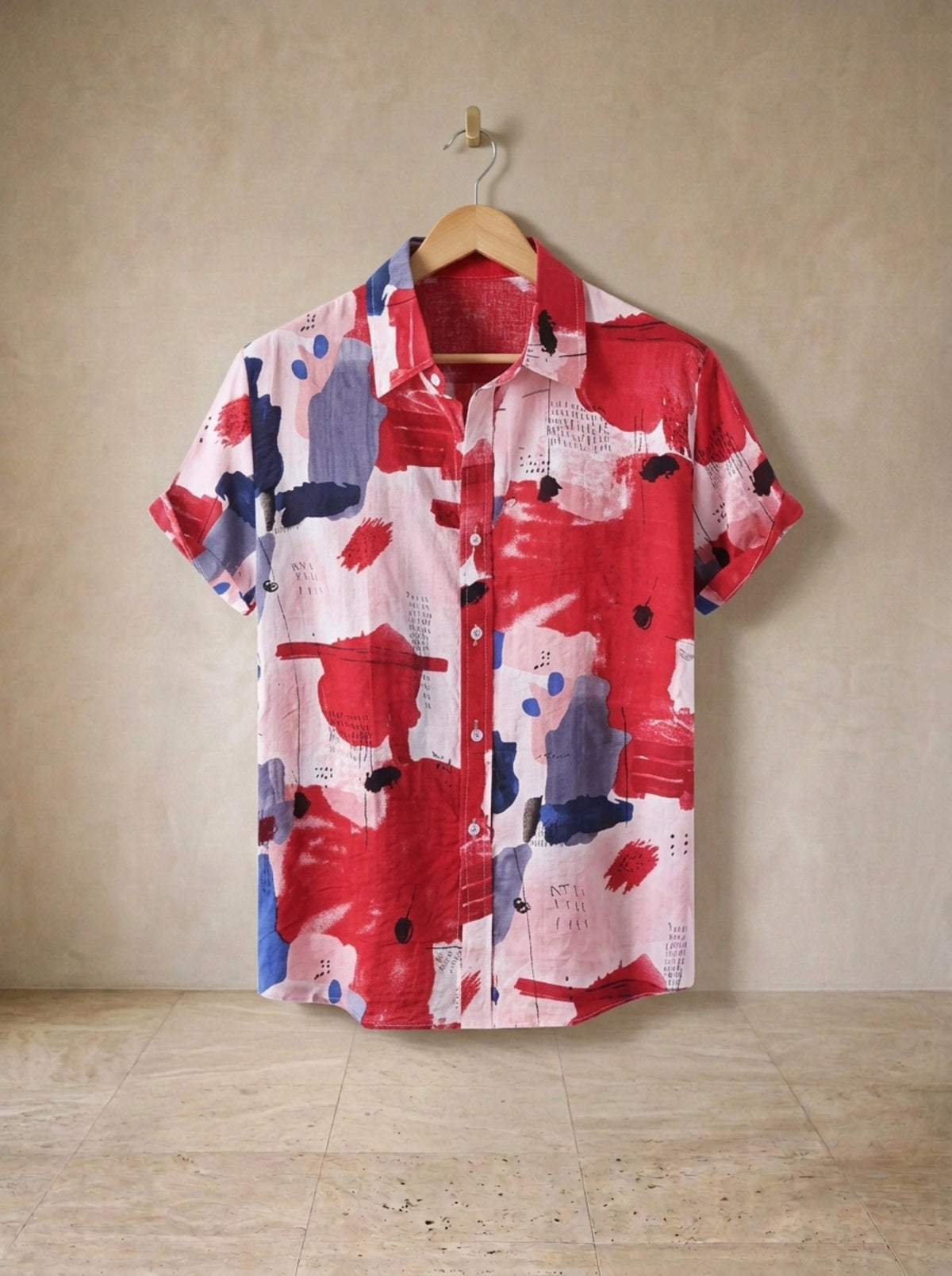 Vermelho | Camisa estampa abstrata Palermo vermelho – peça sozinha, foto de produto