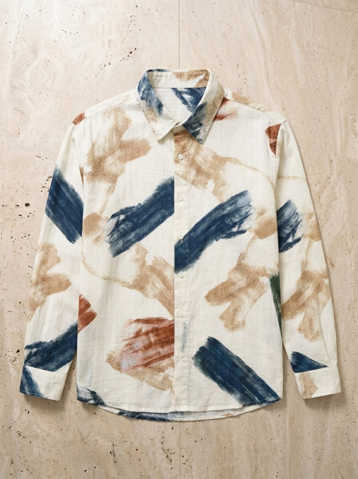 Camisa estampa de pinceladas Paris – peça sozinha vista de cima