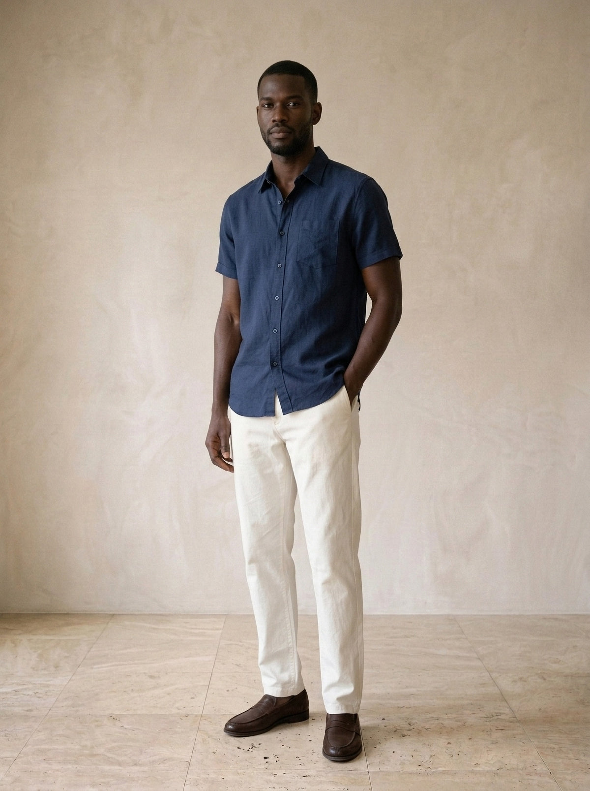 Azul-escuro | Camisa social slim Parisot azul-escuro – vista três quartos