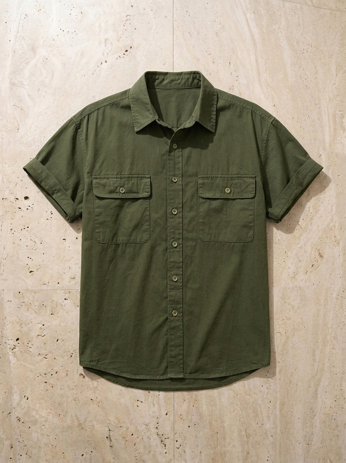 Verde-escuro | Camisa social de algodão Parma verde-escuro – peça sozinha vista de cima