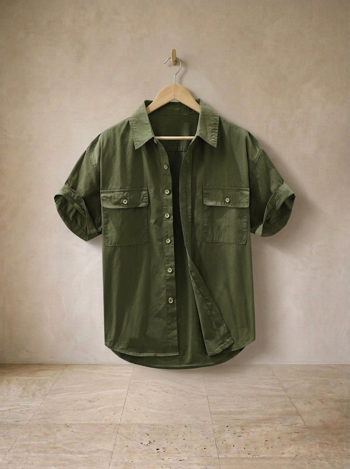 Verde-escuro | Camisa social de algodão Parma verde-escuro – peça sozinha, foto de produto