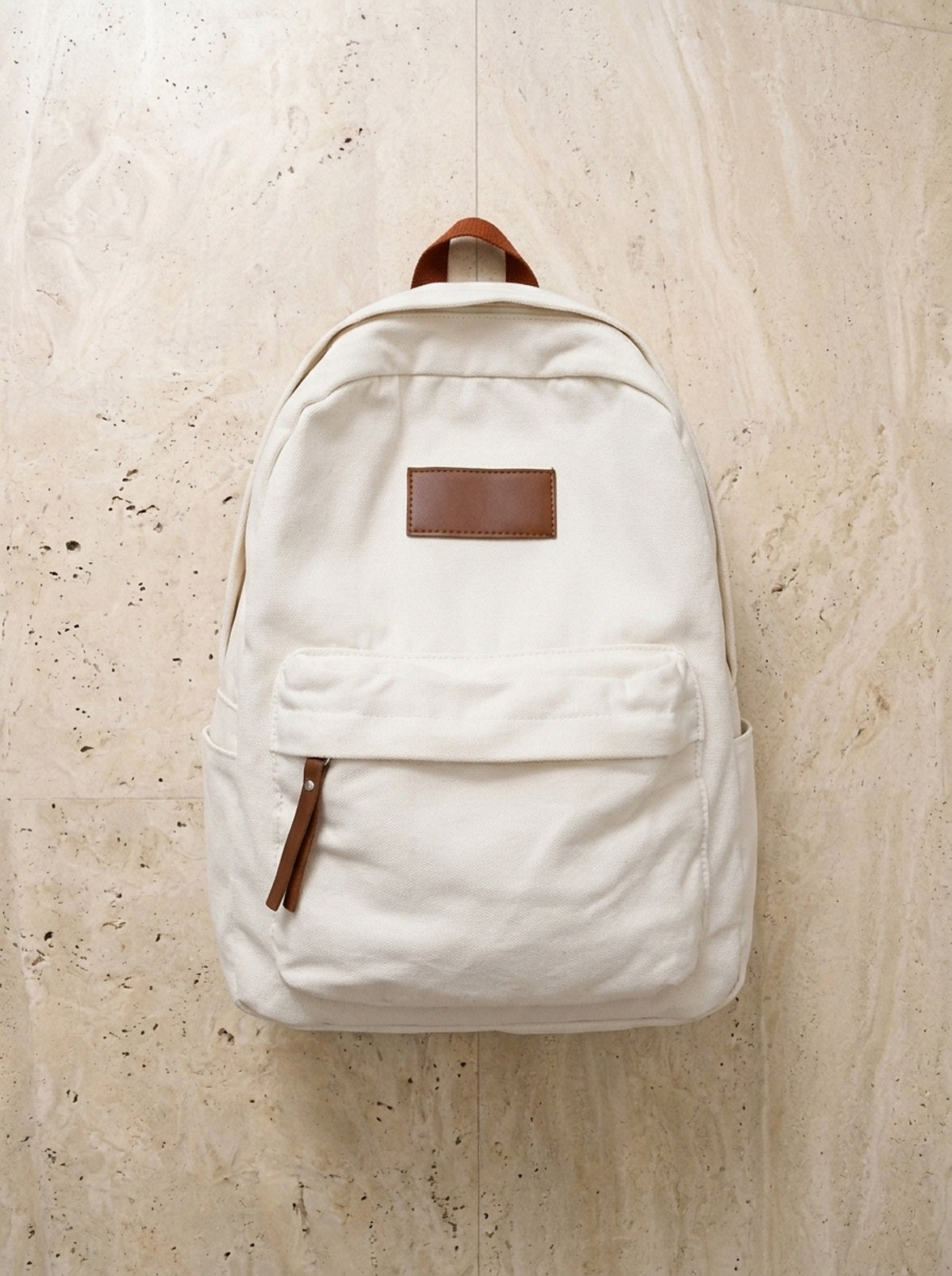 Branco | Mochila de nylon Peja branco – mochila sozinha vista de cima