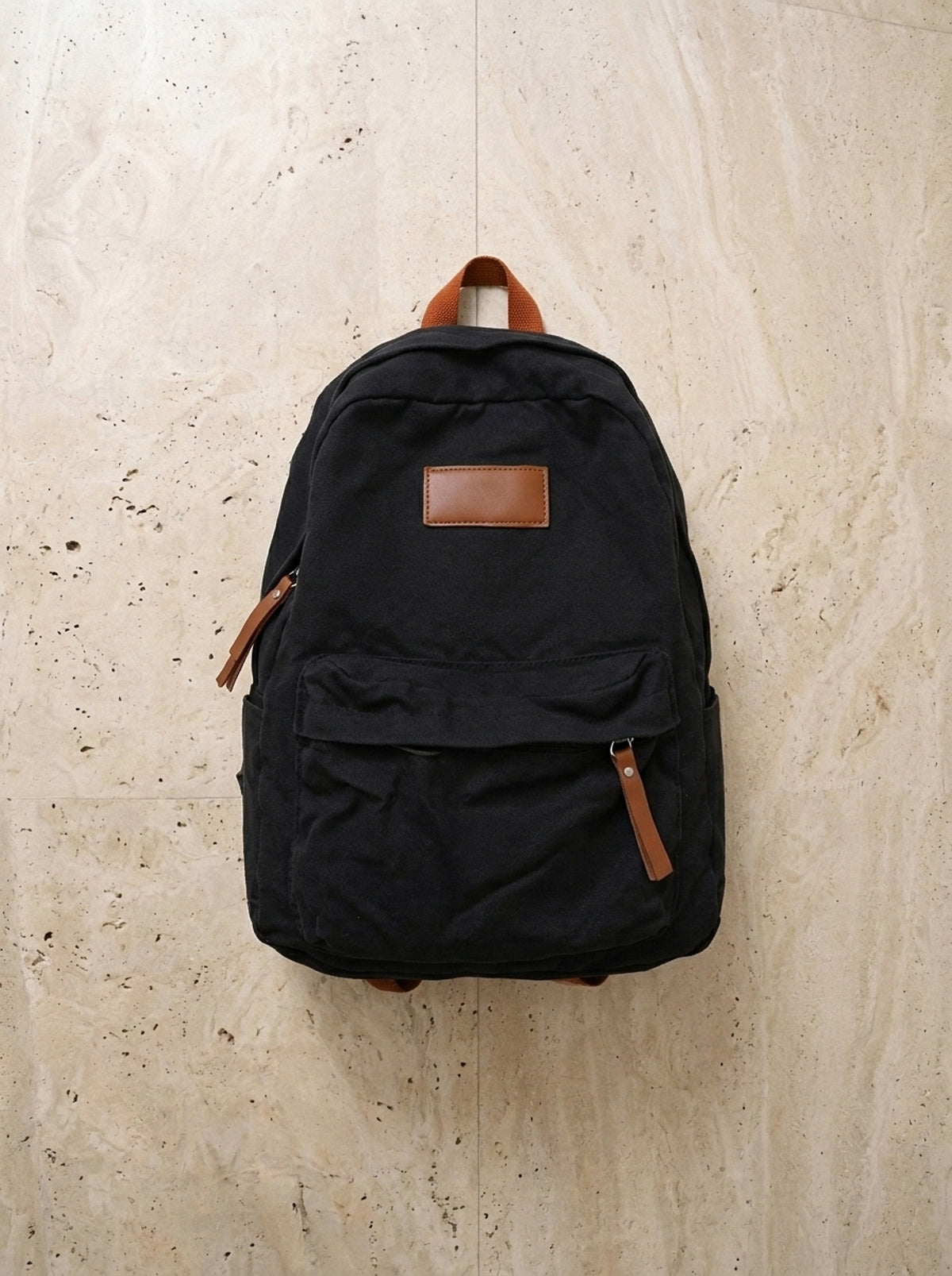 Preto | Mochila de nylon Peja preto – mochila sozinha vista de cima
