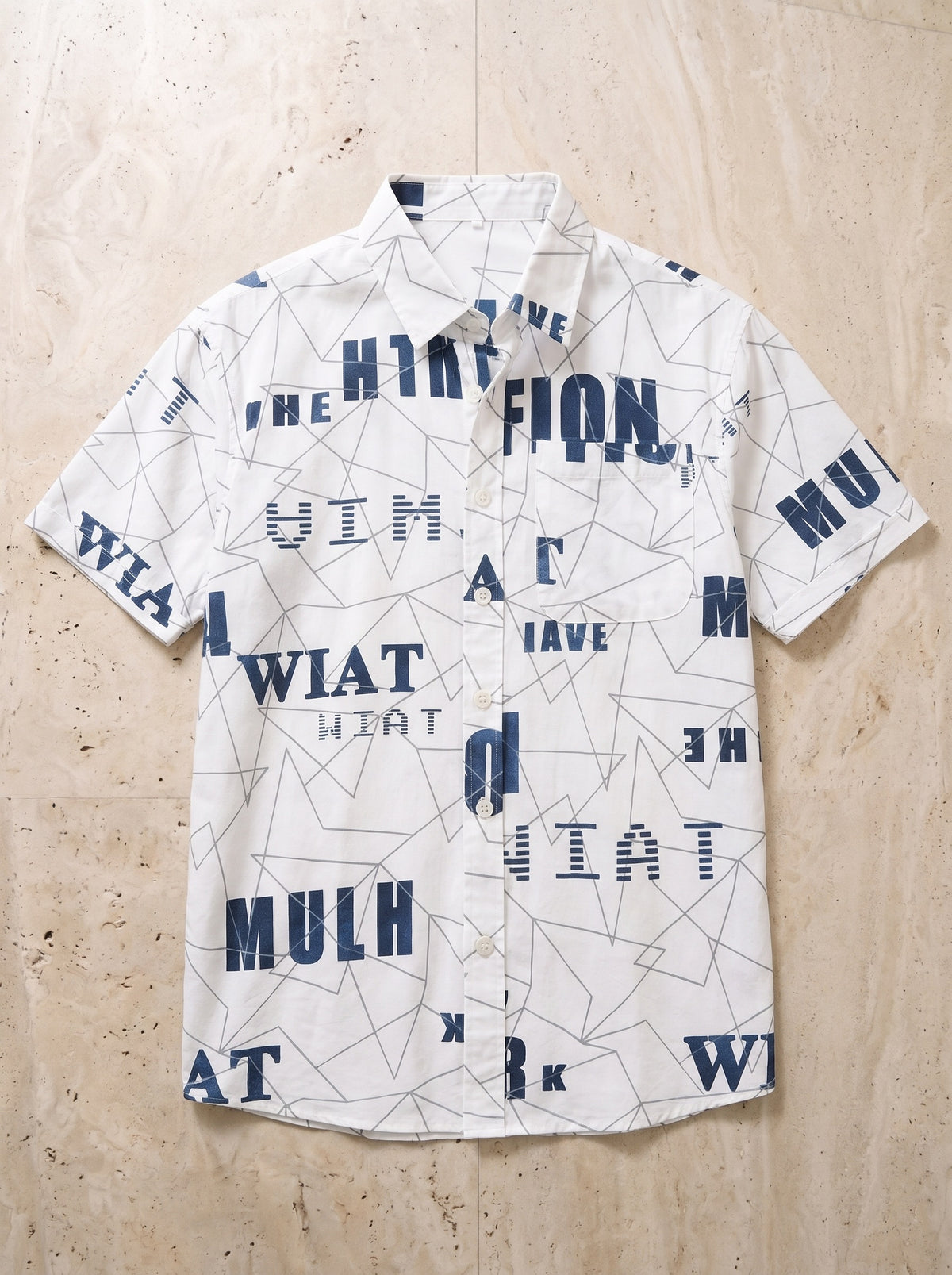 Camisa estampa de letras Peñíscola – peça sozinha vista de cima