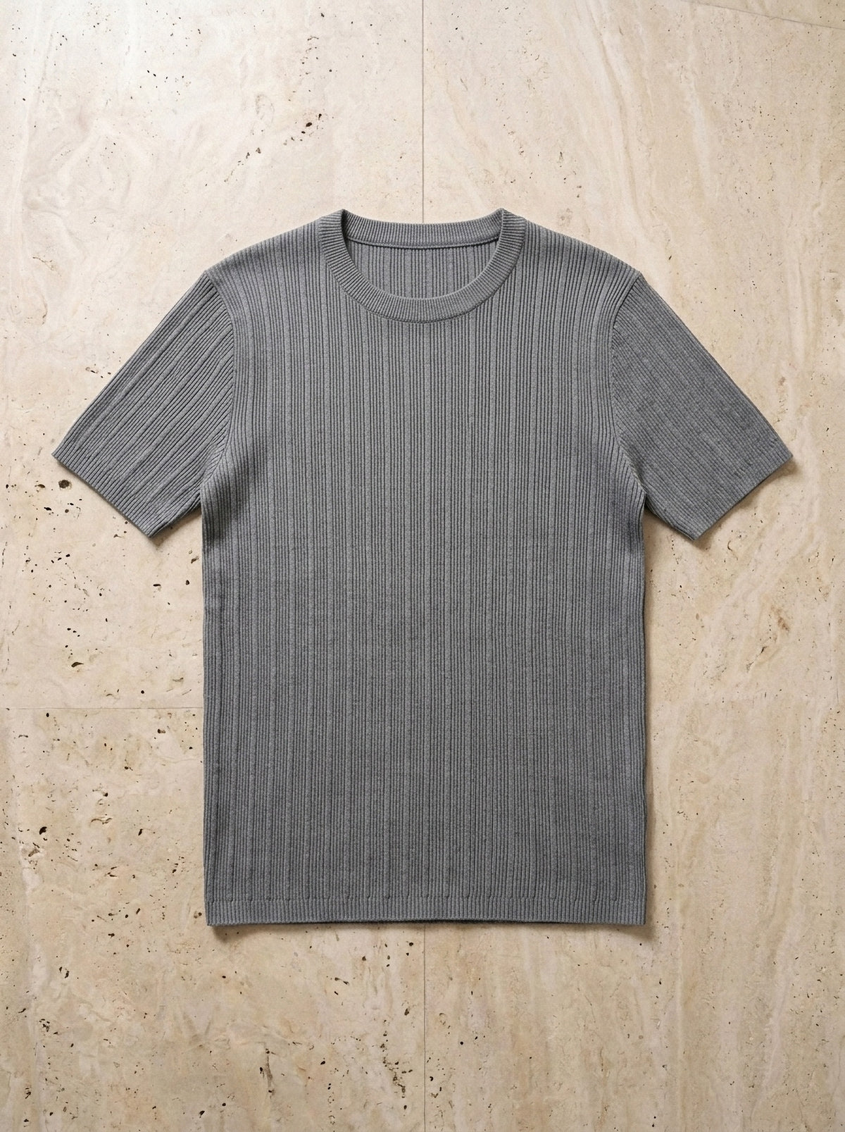 Cinza | Camiseta de tricô Perugia cinza – peça sozinha vista de cima