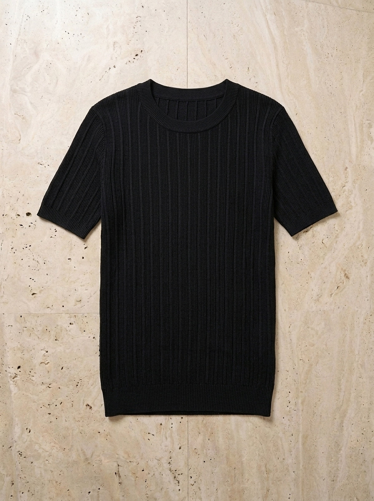 Preto | Camiseta de tricô Perugia preto – peça sozinha vista de cima