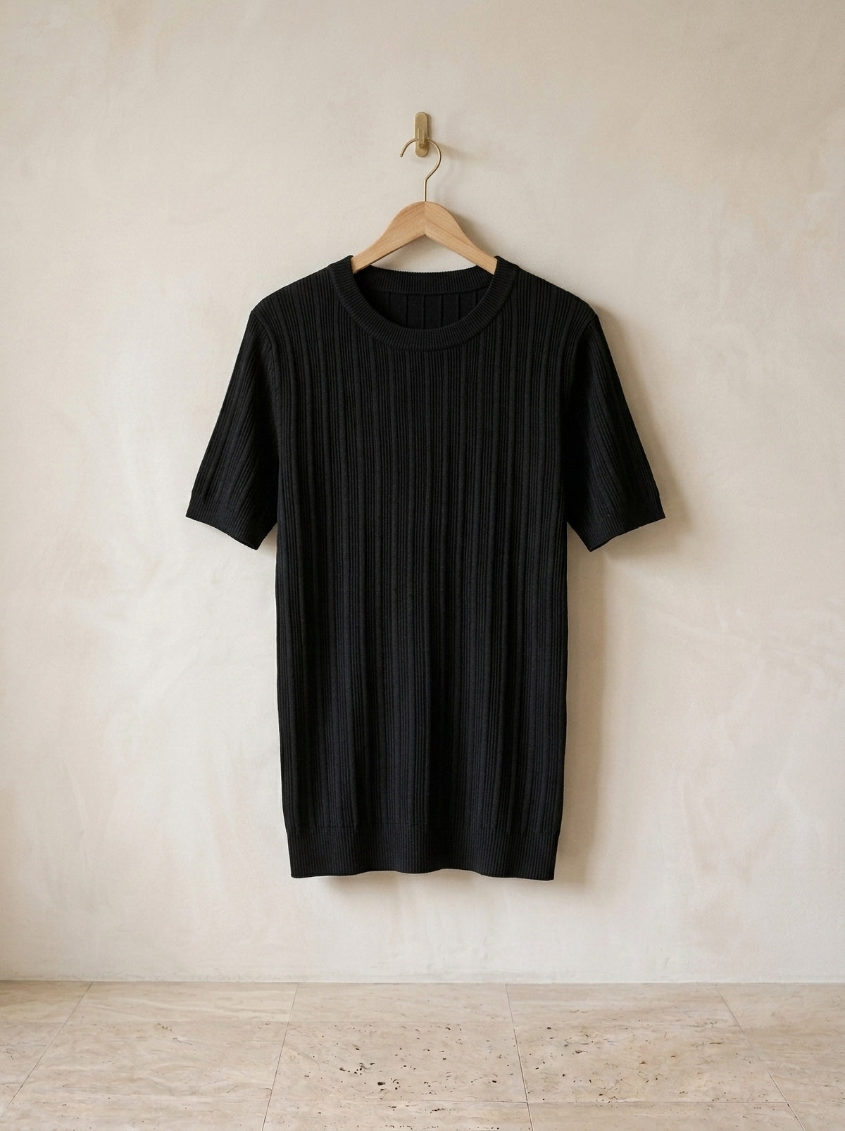 Preto | Camiseta de tricô Perugia preto – peça sozinha, foto de produto