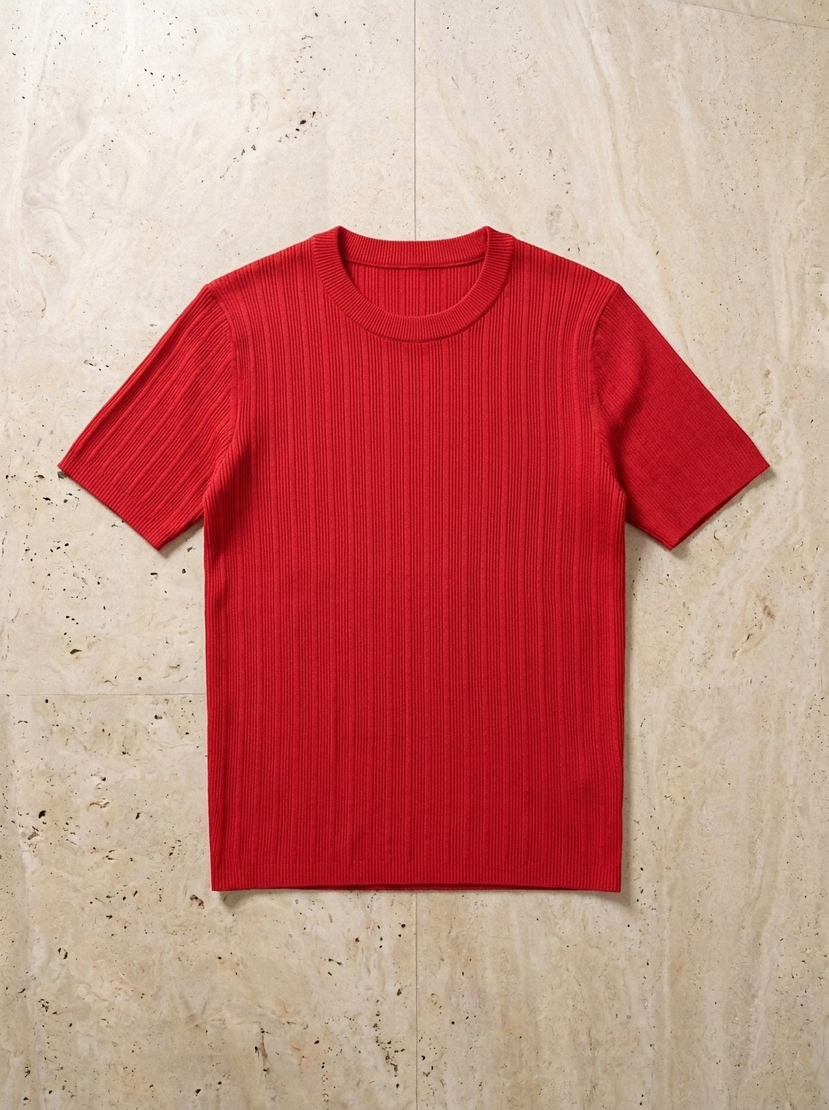 Vermelho | Camiseta de tricô Perugia vermelho – peça sozinha vista de cima