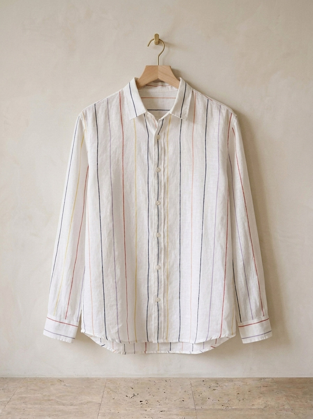 Branco | Camisa de linho listras finas Pienza branco – peça sozinha, foto de produto