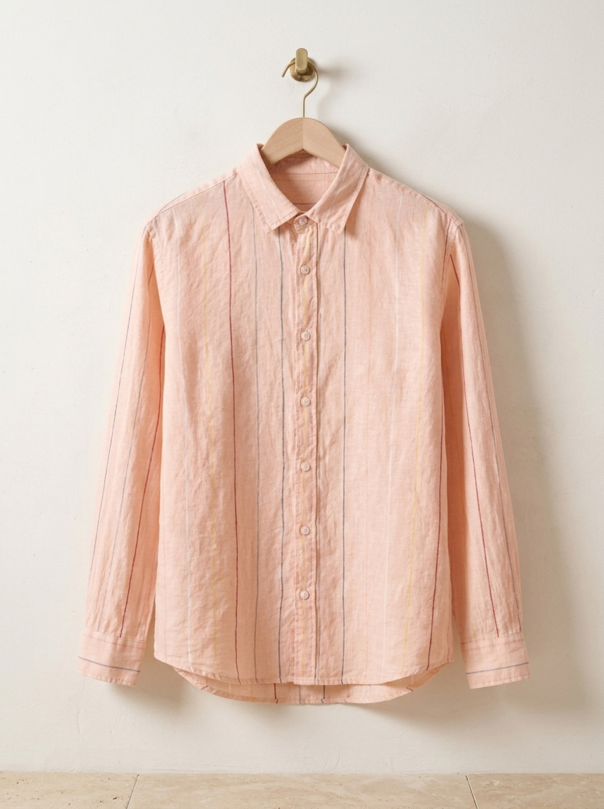 Laranja | Camisa de linho listras finas Pienza laranja – peça sozinha, foto de produto
