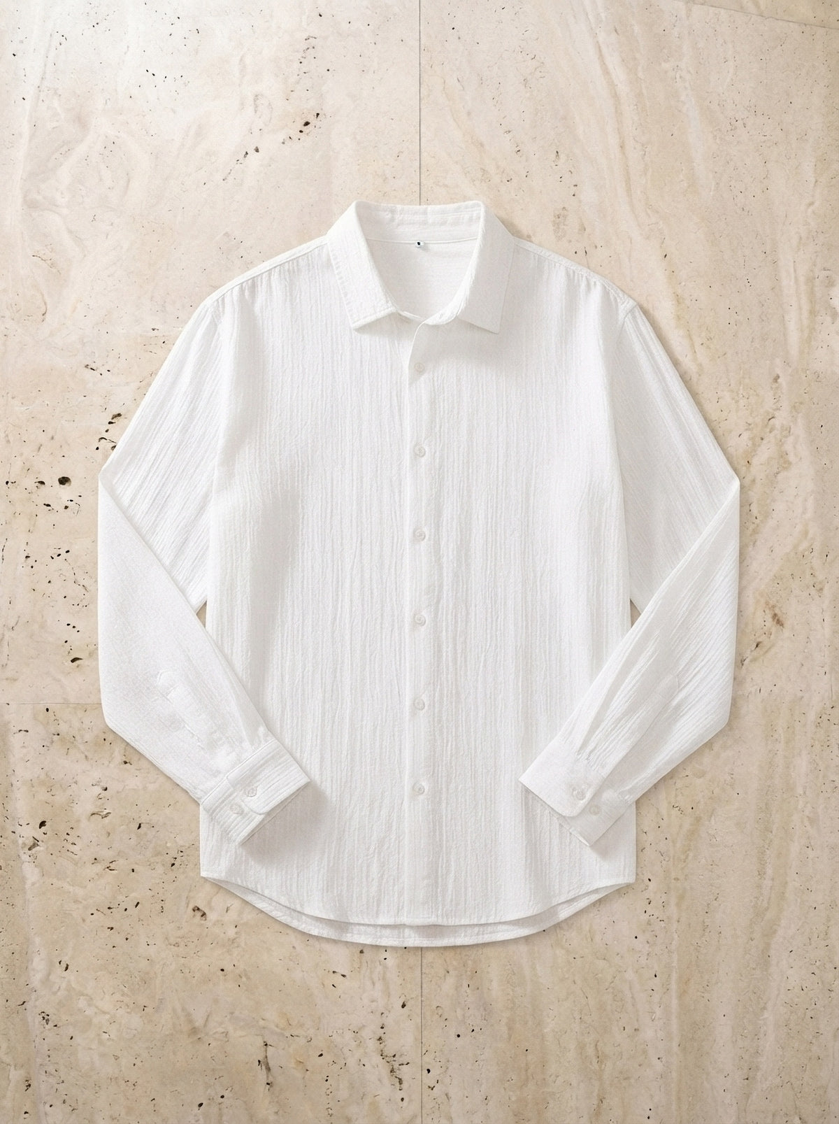 Branco | Camisa de linho Plymouth branco – peça sozinha vista de cima
