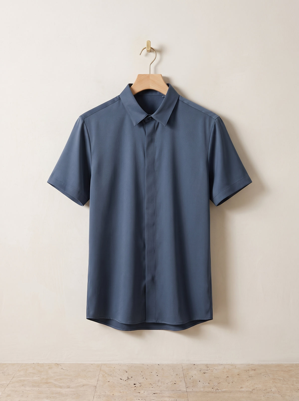 Azul-marinho | Camisa de seda e viscose Polignano azul-marinho – peça sozinha, foto de produto