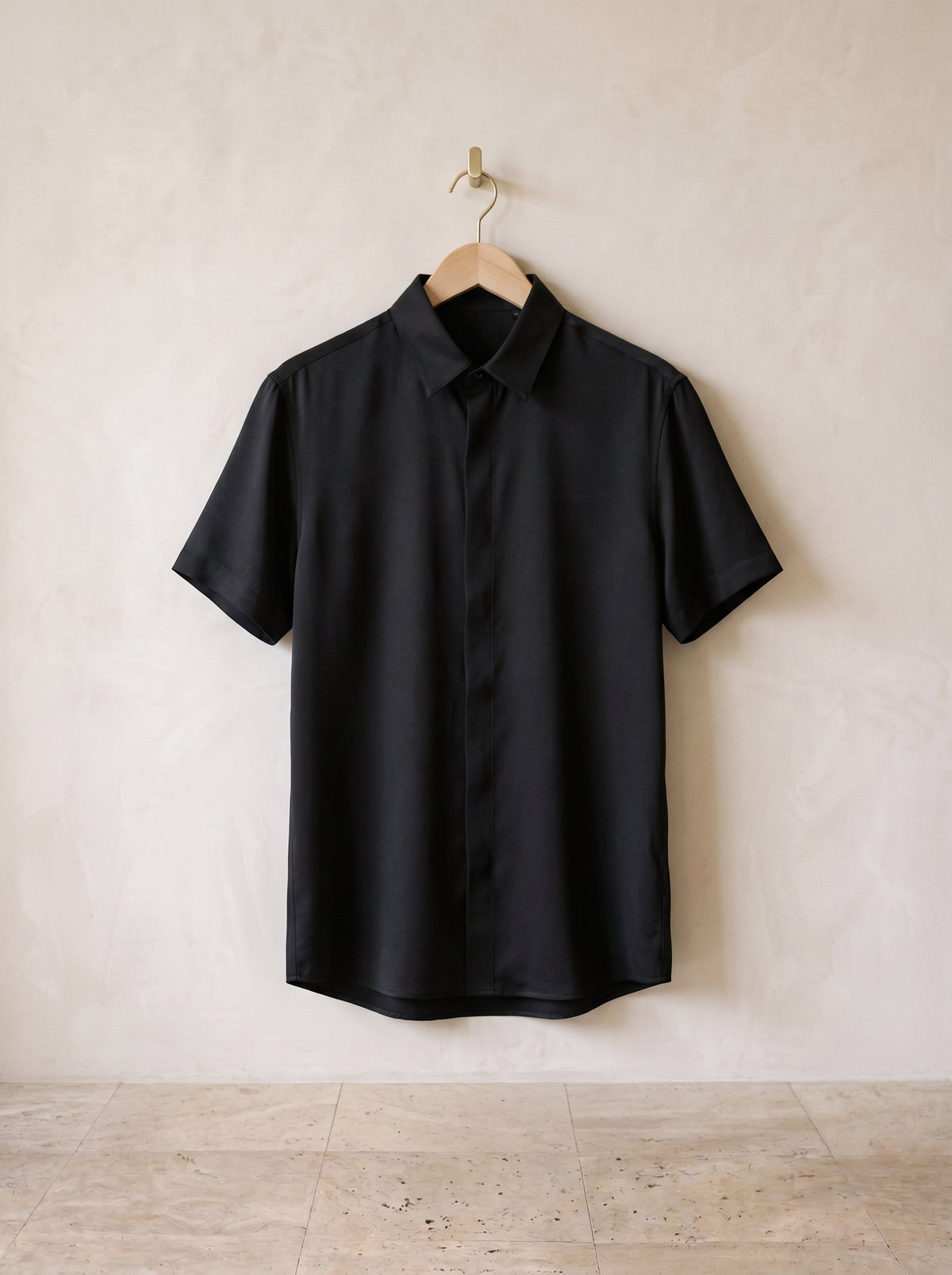 Preto | Camisa de seda e viscose Polignano preto – peça sozinha, foto de produto