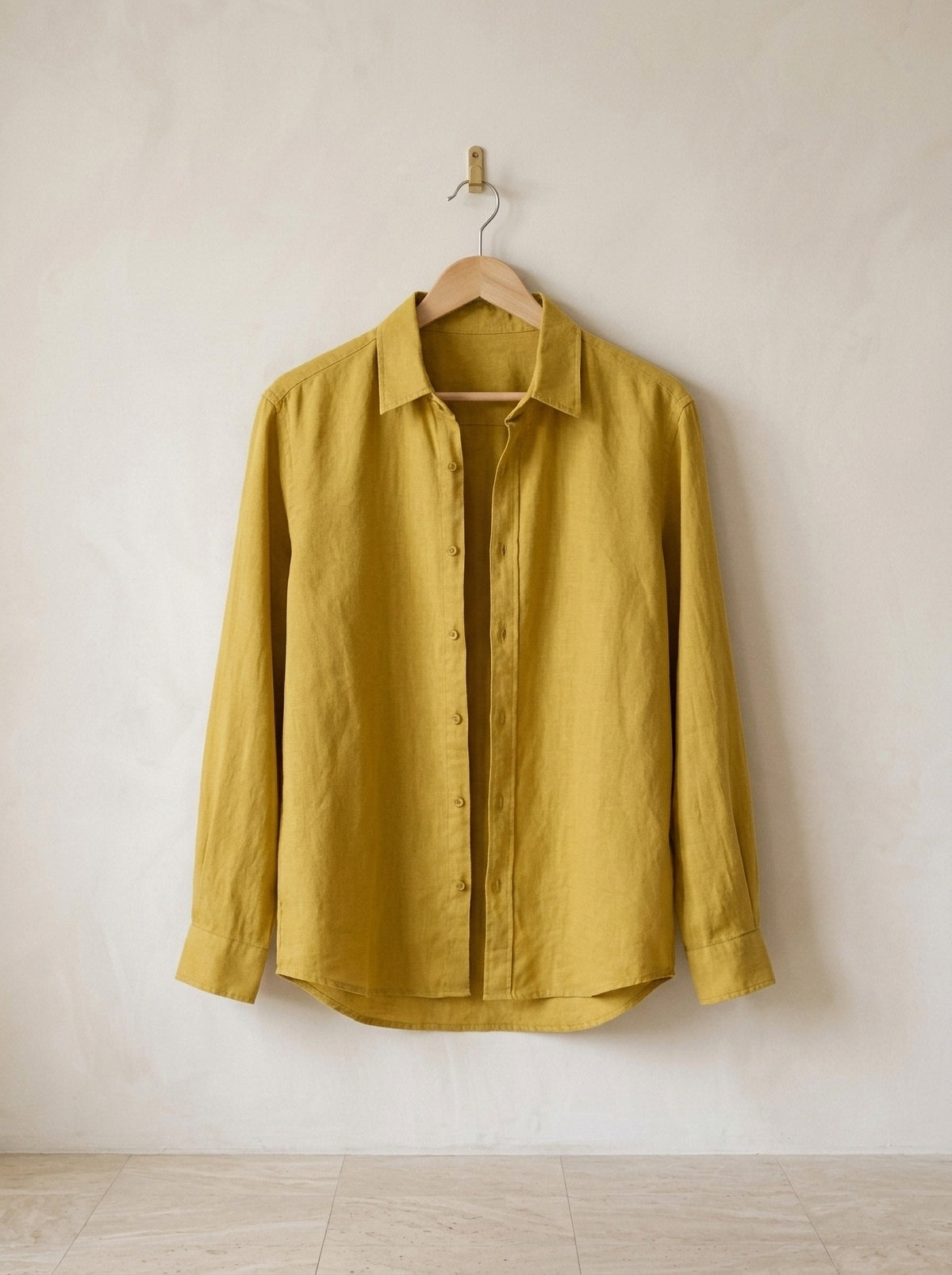 Amarelo | Camisa de linho Ponta Delgada amarelo – peça sozinha, foto de produto