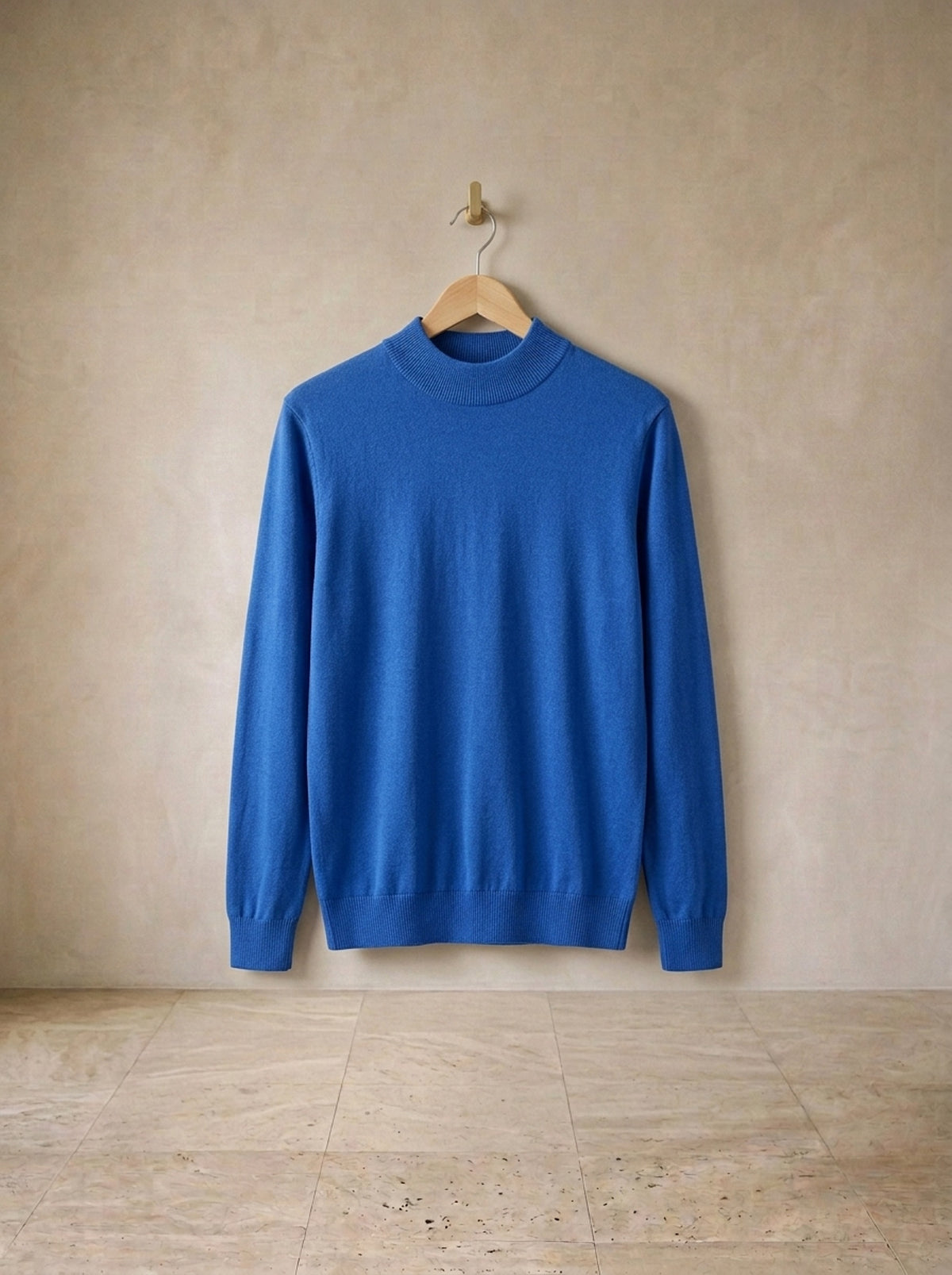 Azul | Suéter meia gola de viscose Pontresina azul – peça sozinha, foto de produto