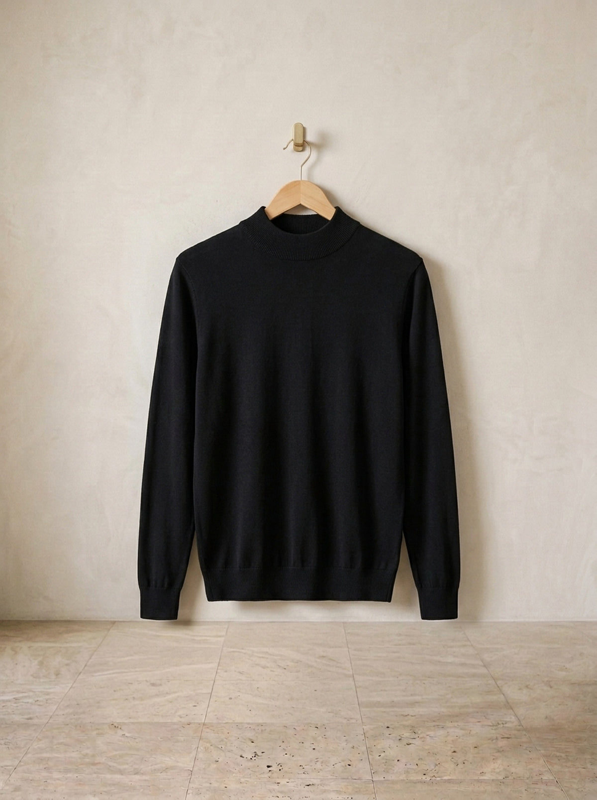 Preto | Suéter meia gola de viscose Pontresina preto – peça sozinha, foto de produto