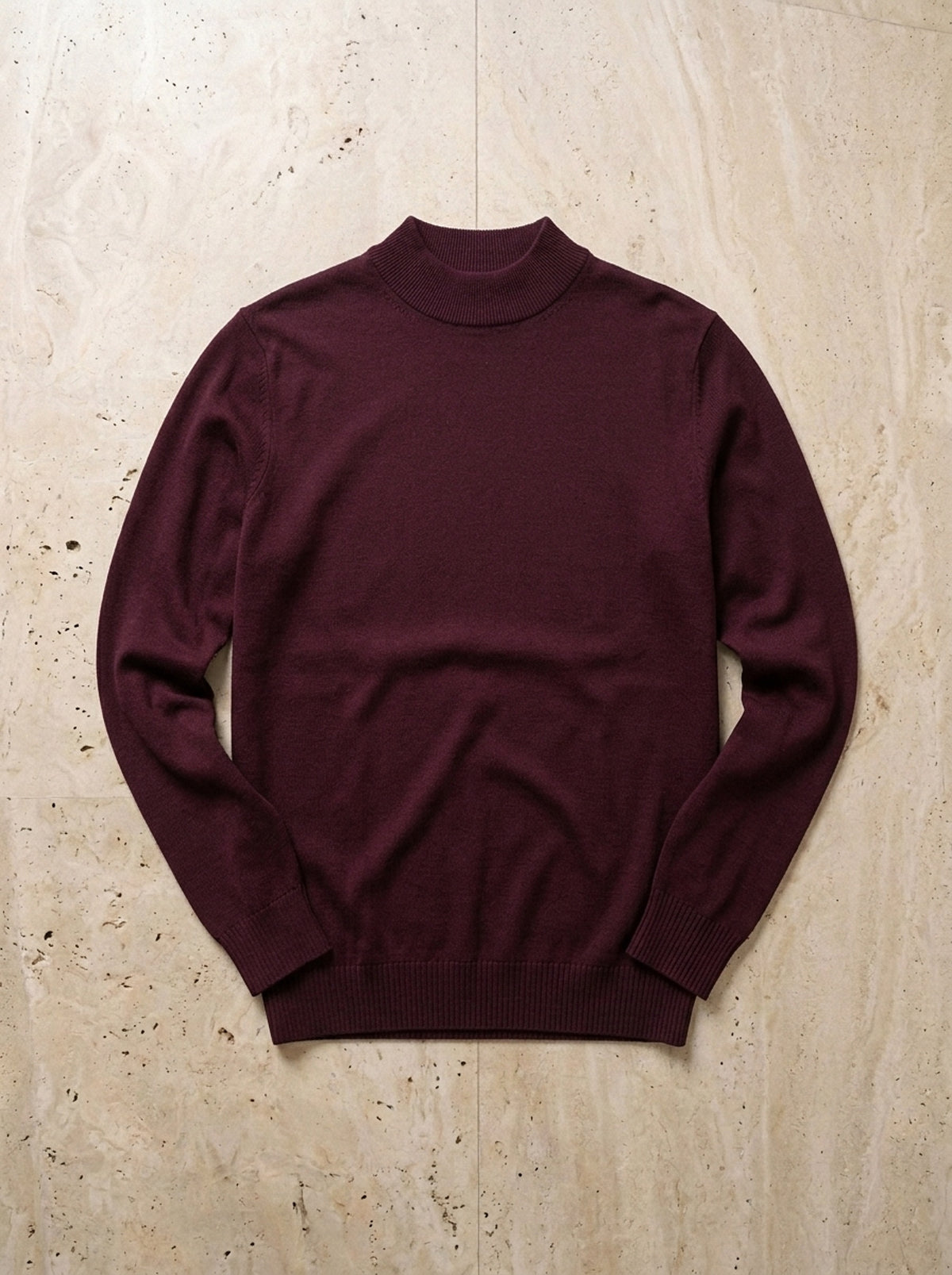 Vinho | Suéter meia gola de viscose Pontresina vinho – peça sozinha vista de cima