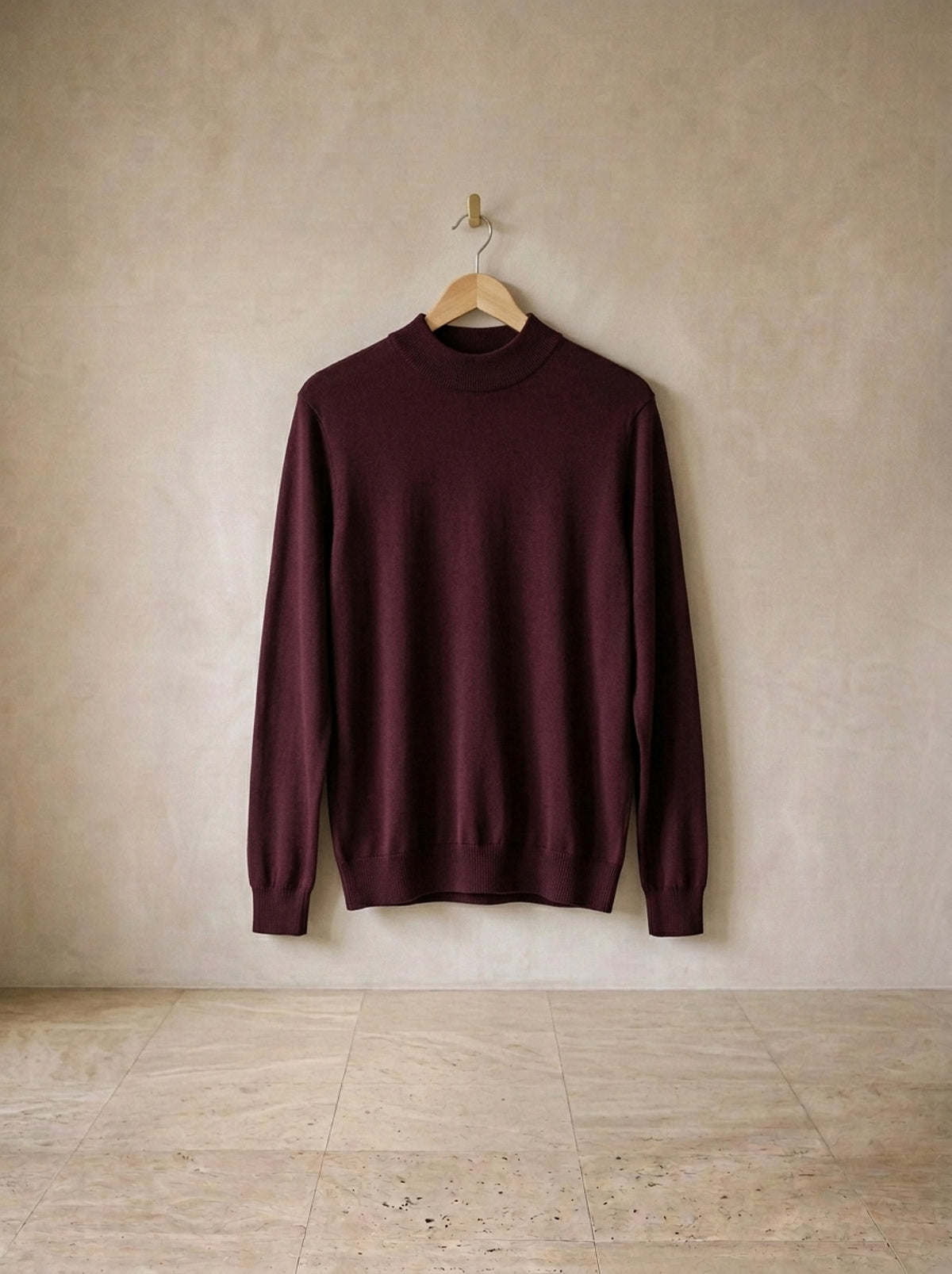 Vinho | Suéter meia gola de viscose Pontresina vinho – peça sozinha, foto de produto