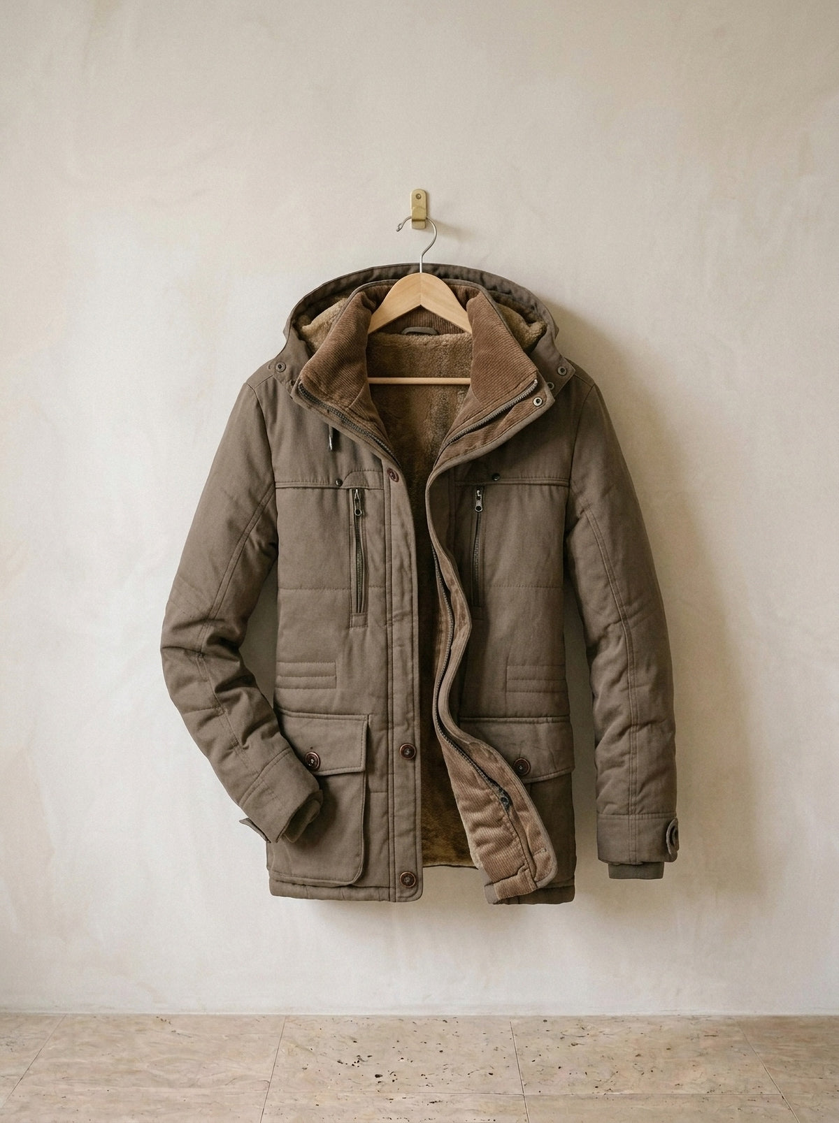 Marrom | Parka com capuz forrada Porvoo marrom – peça sozinha, foto de produto