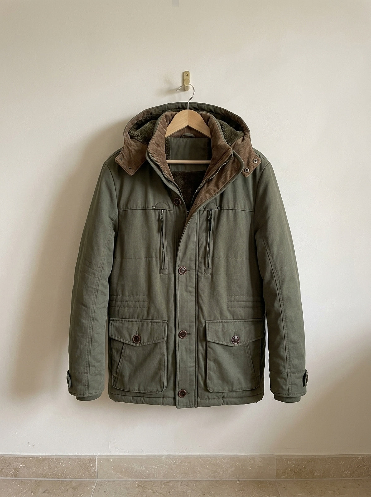 Verde | Parka com capuz forrada Porvoo verde – peça sozinha, foto de produto