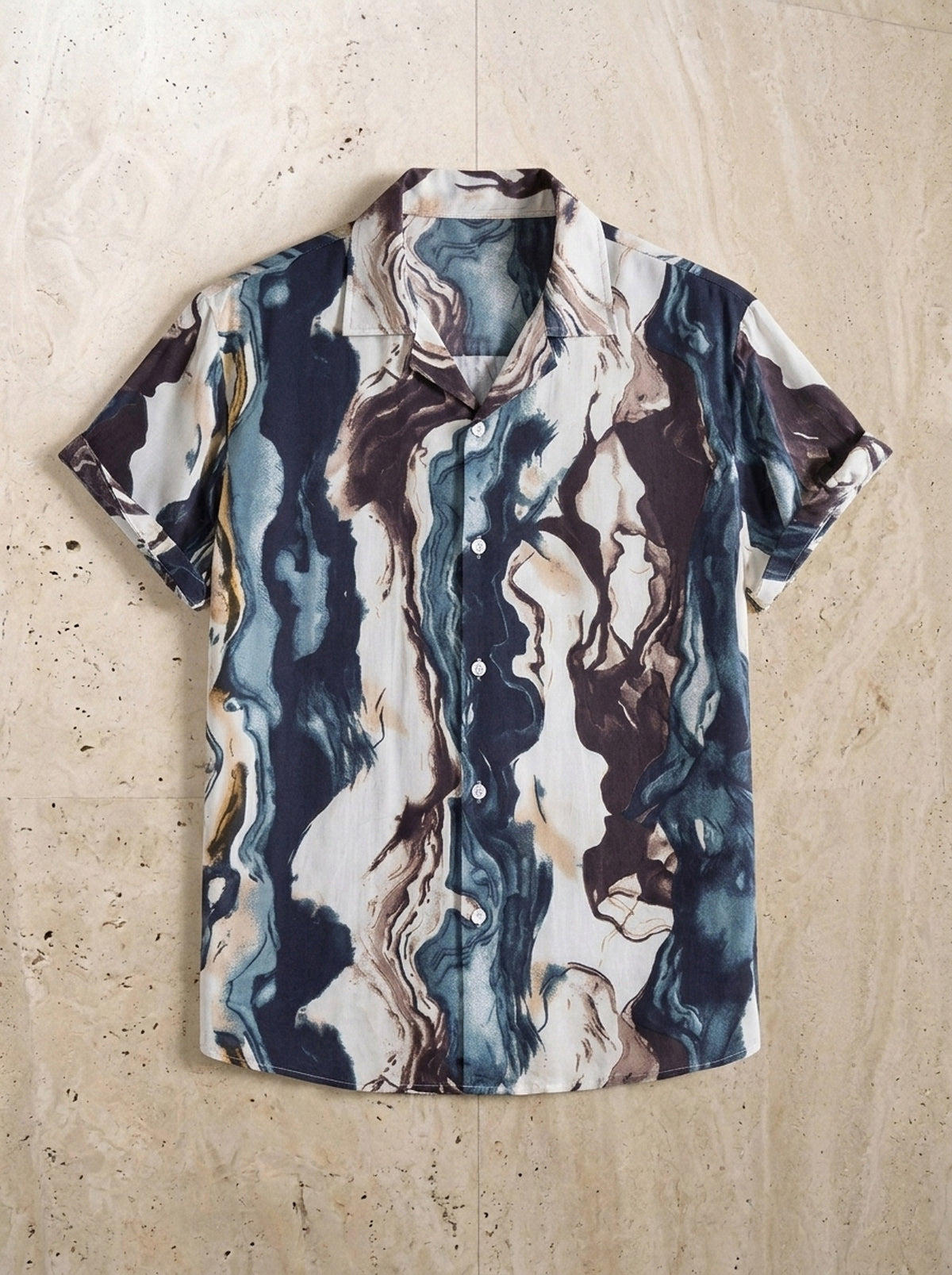 Camisa estampa marmorizada Poznań – peça sozinha vista de cima