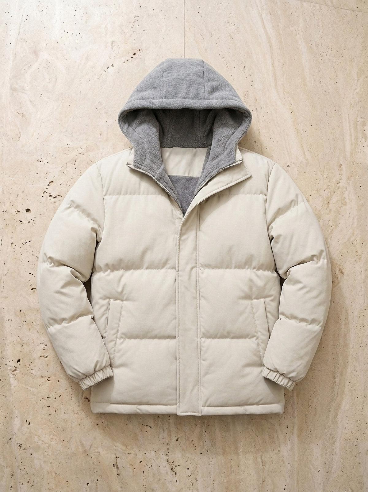 Off-white | Jaqueta puffer com capuz Prato off-white – peça sozinha vista de cima