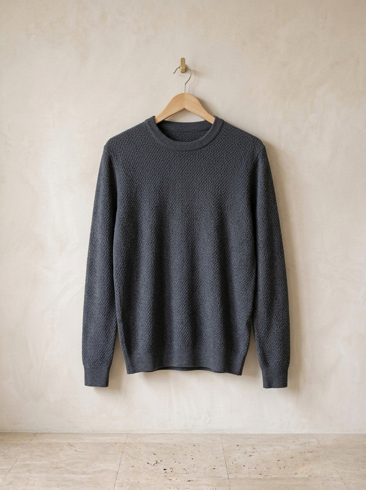 Cinza-escuro | Suéter textura colmeia Pristina cinza-escuro – peça sozinha, foto de produto