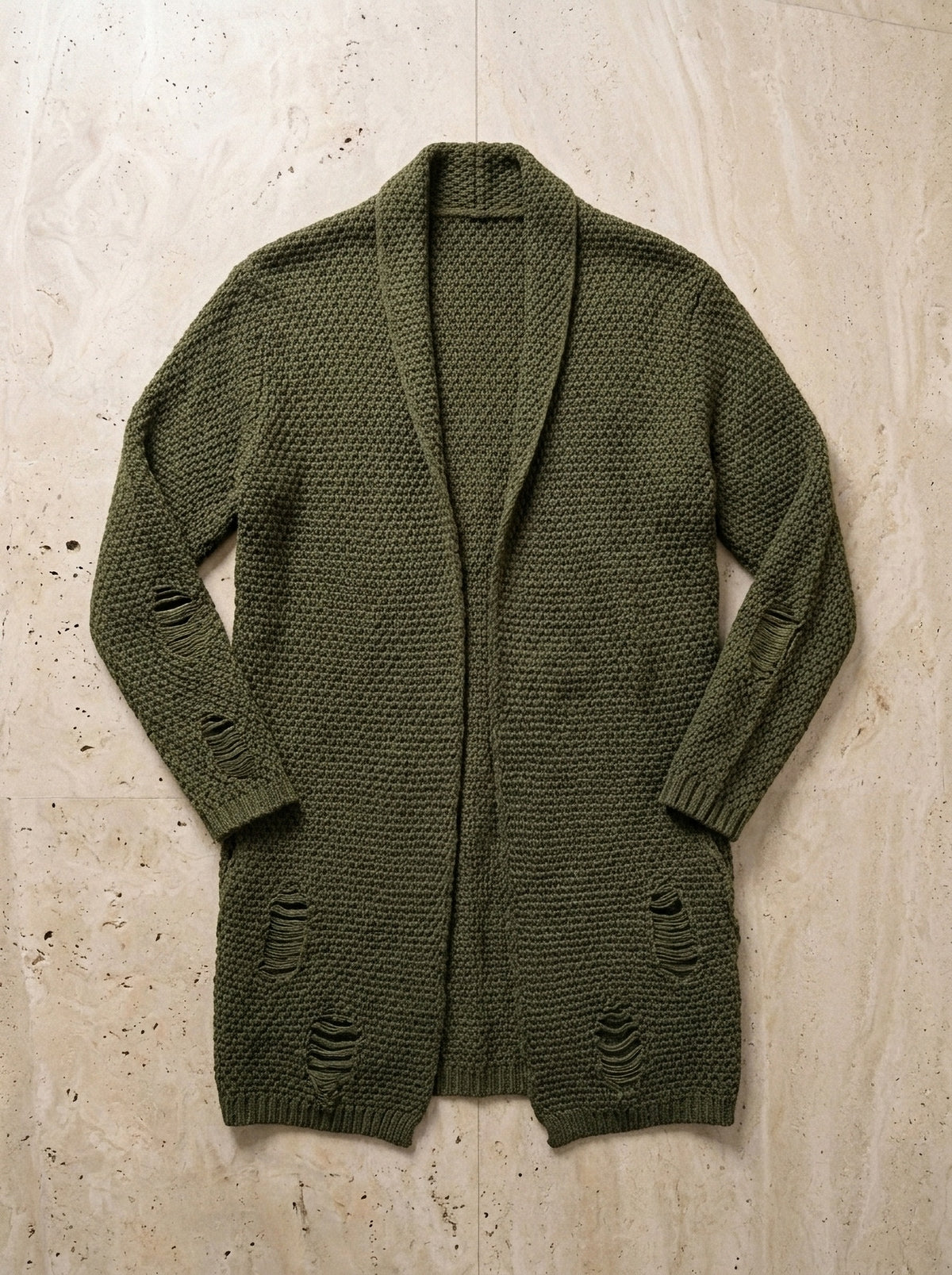 Verde | Cardigan de tricot Procida verde – peça sozinha vista de cima