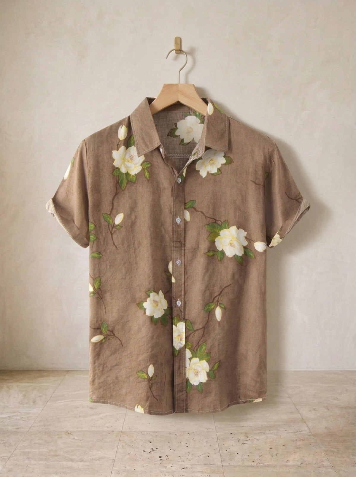 Marrom | Camisa floral Provence marrom – peça sozinha, foto de produto