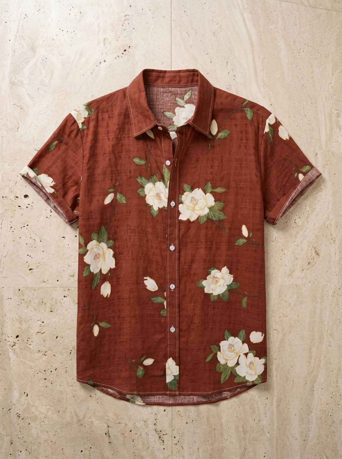 Vermelho | Camisa floral Provence vermelho – peça sozinha vista de cima