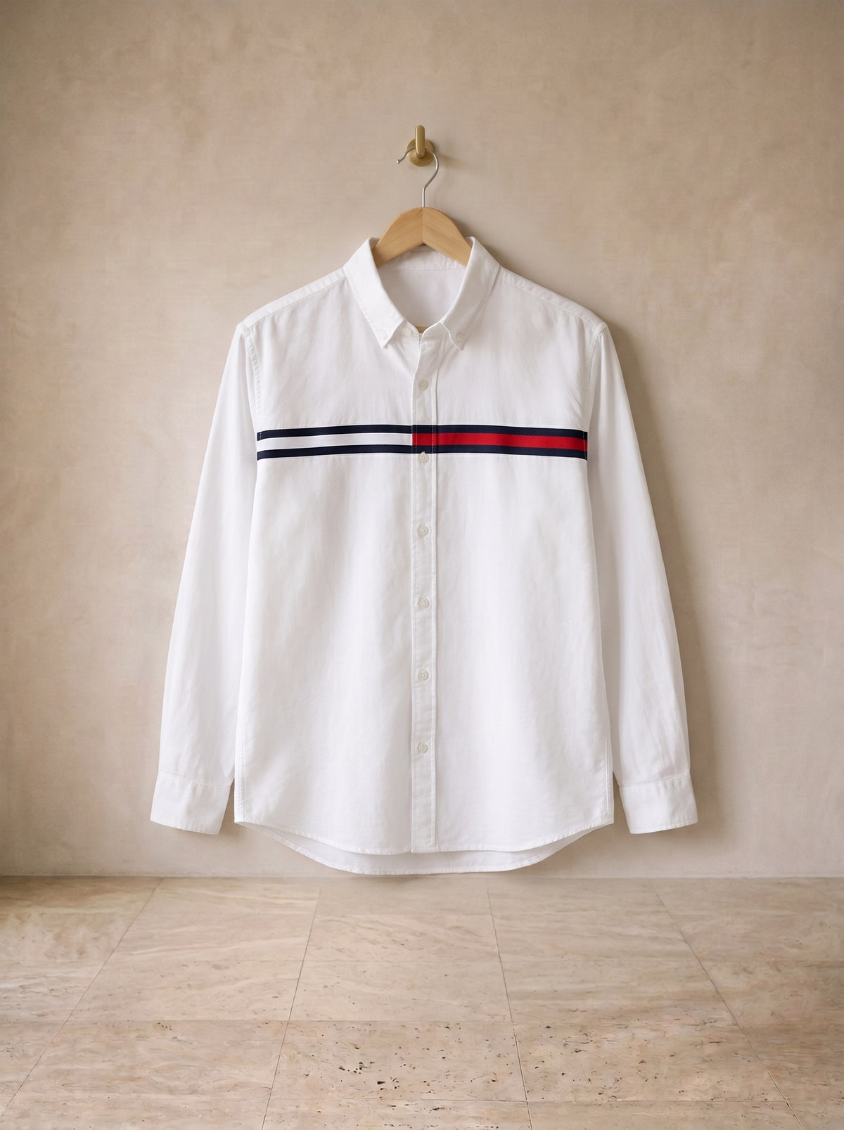 Branco | Camisa oxford com faixa Ravello branco – peça sozinha, foto de produto