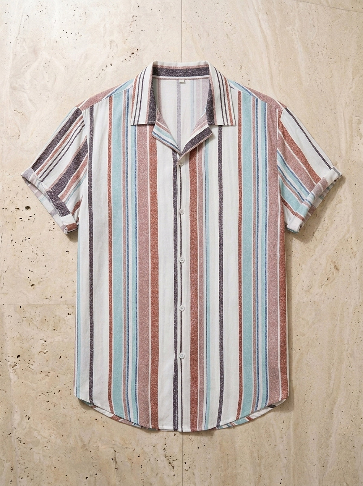 Camisa listrada colorida Rimini – peça sozinha vista de cima