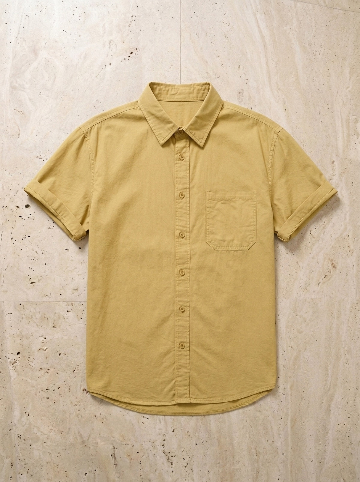 Amarelo | Camisa social slim Riquewihr amarelo – peça sozinha vista de cima