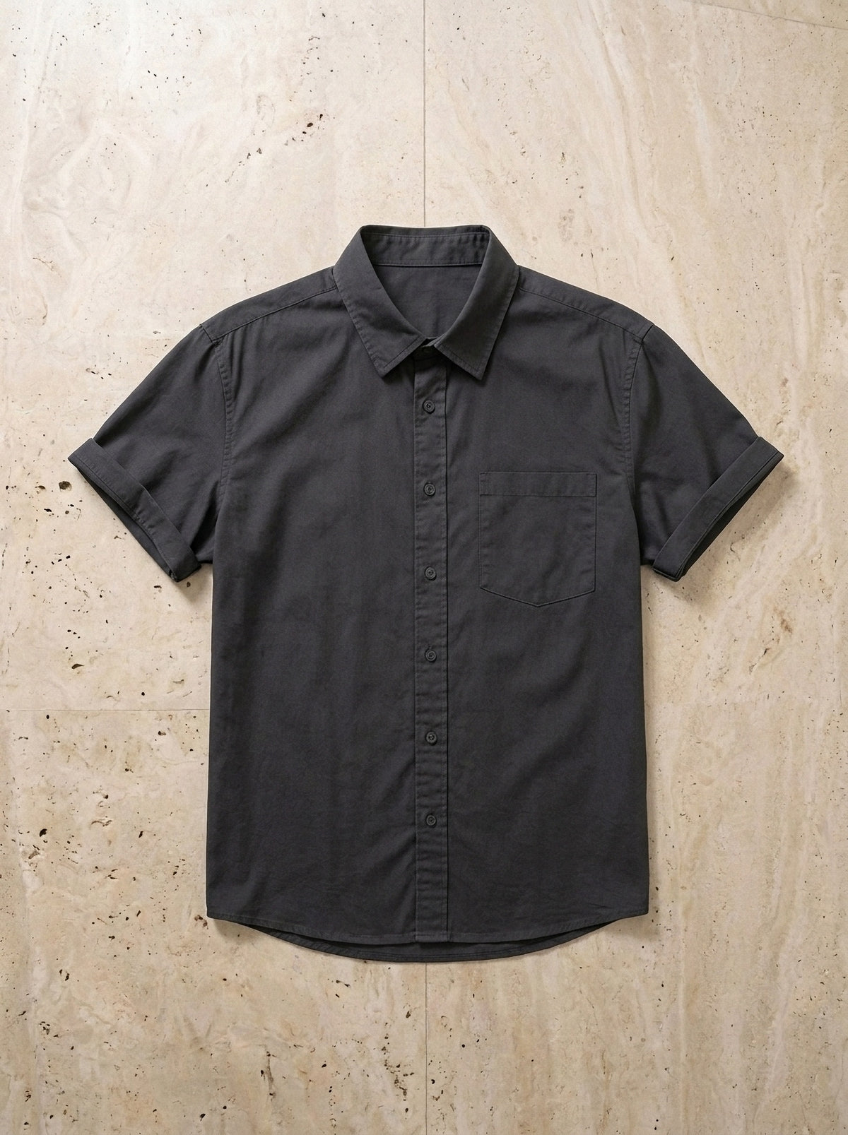 Cinza-escuro | Camisa social slim Riquewihr cinza-escuro – peça sozinha vista de cima