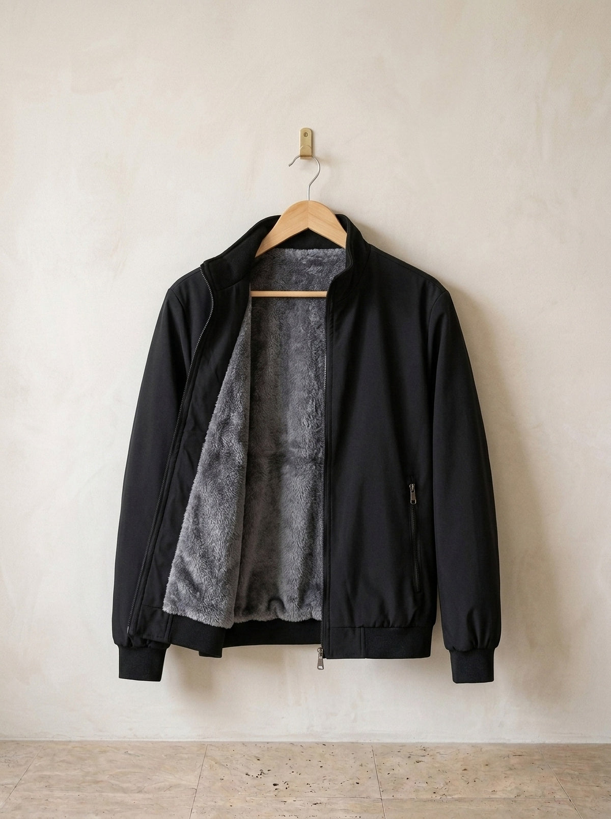 Preto | Jaqueta forrada de pelúcia Rocamadour preto – peça sozinha, foto de produto