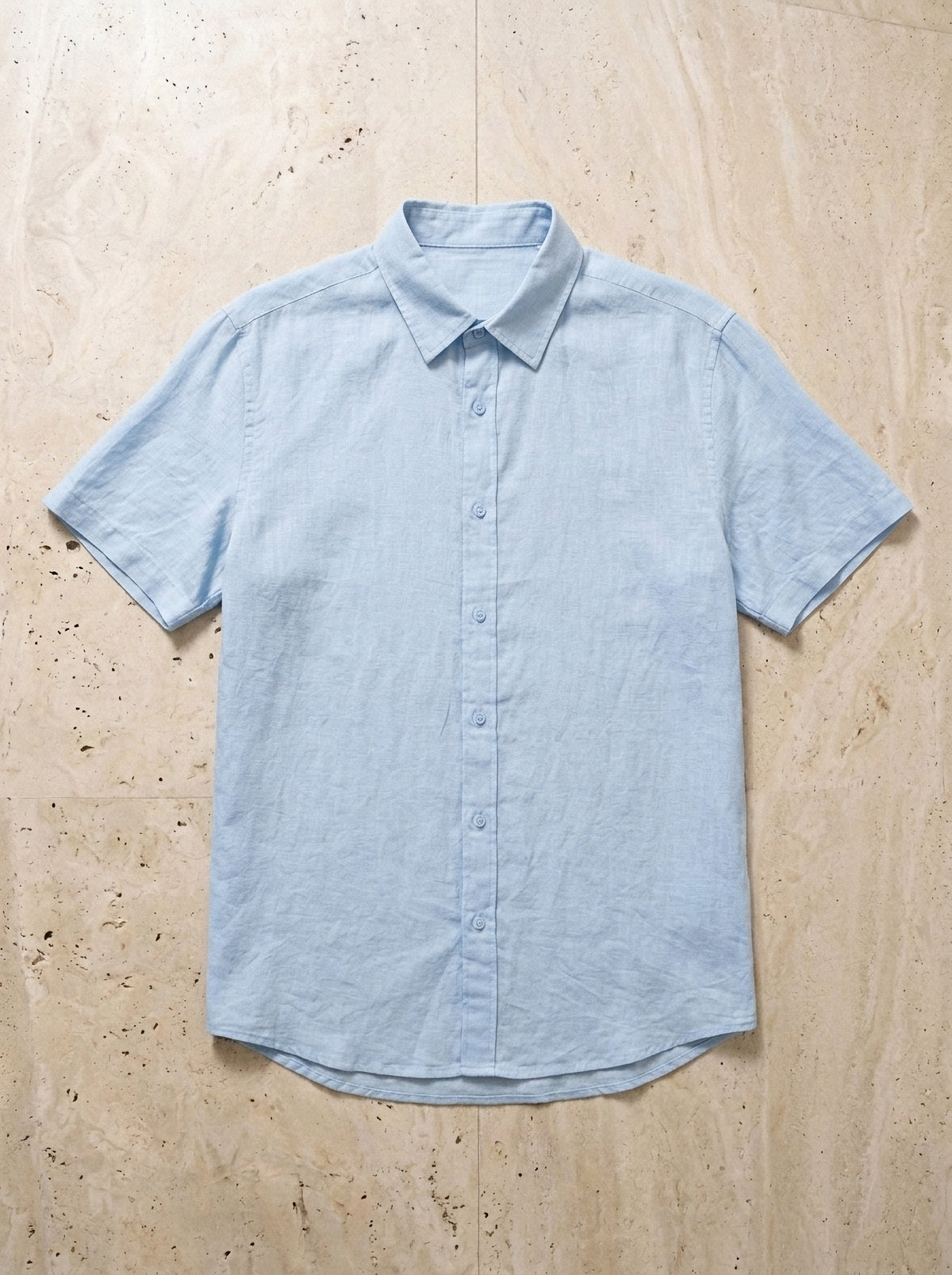 Azul-claro | Camisa de linho slim Roma azul-claro – peça sozinha vista de cima