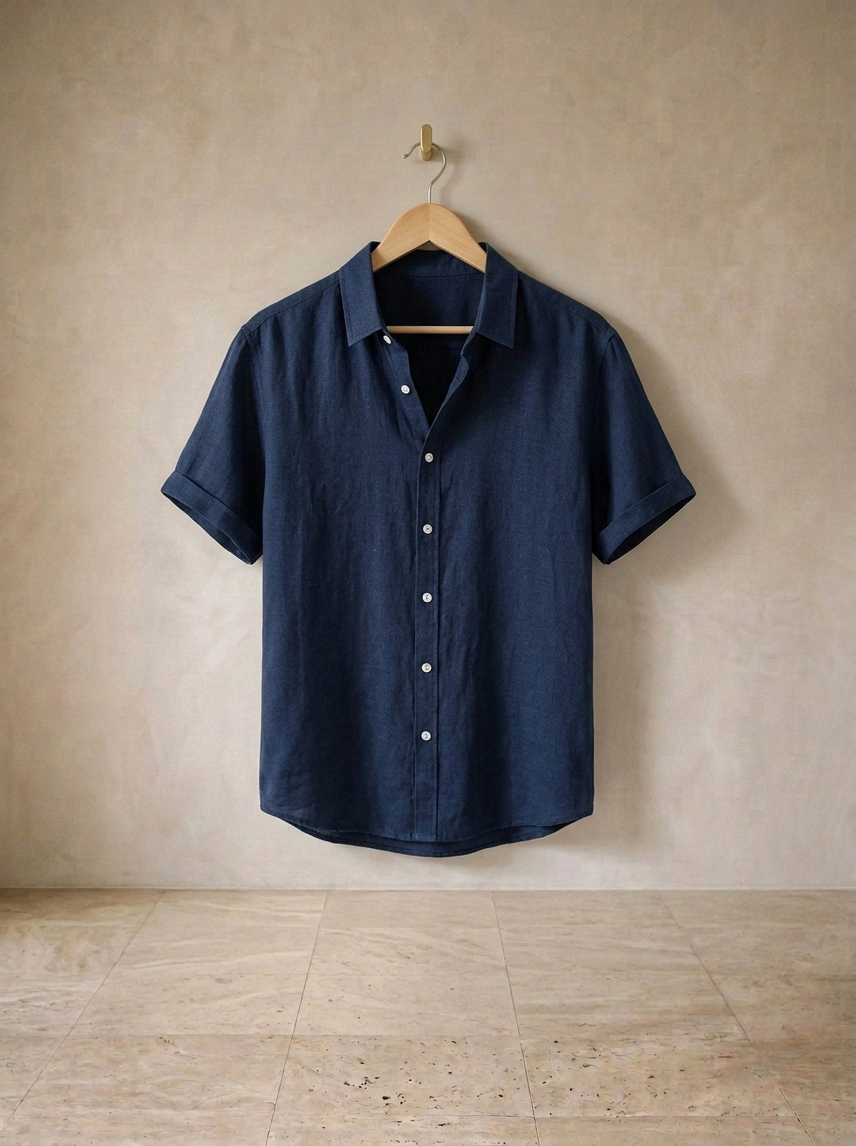 Azul-marinho | Camisa de linho slim Roma azul-marinho – peça sozinha, foto de produto