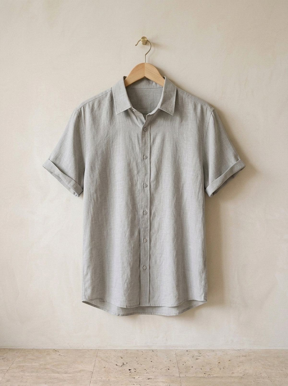 Cinza | Camisa de linho slim Roma cinza – peça sozinha, foto de produto