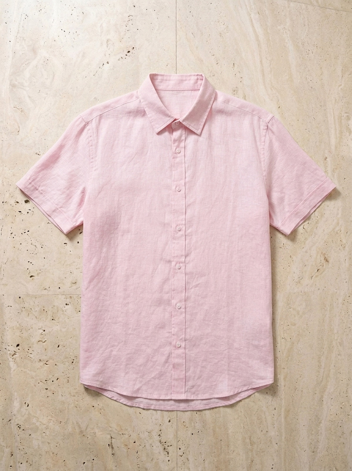 Rosa | Camisa de linho slim Roma rosa – peça sozinha vista de cima