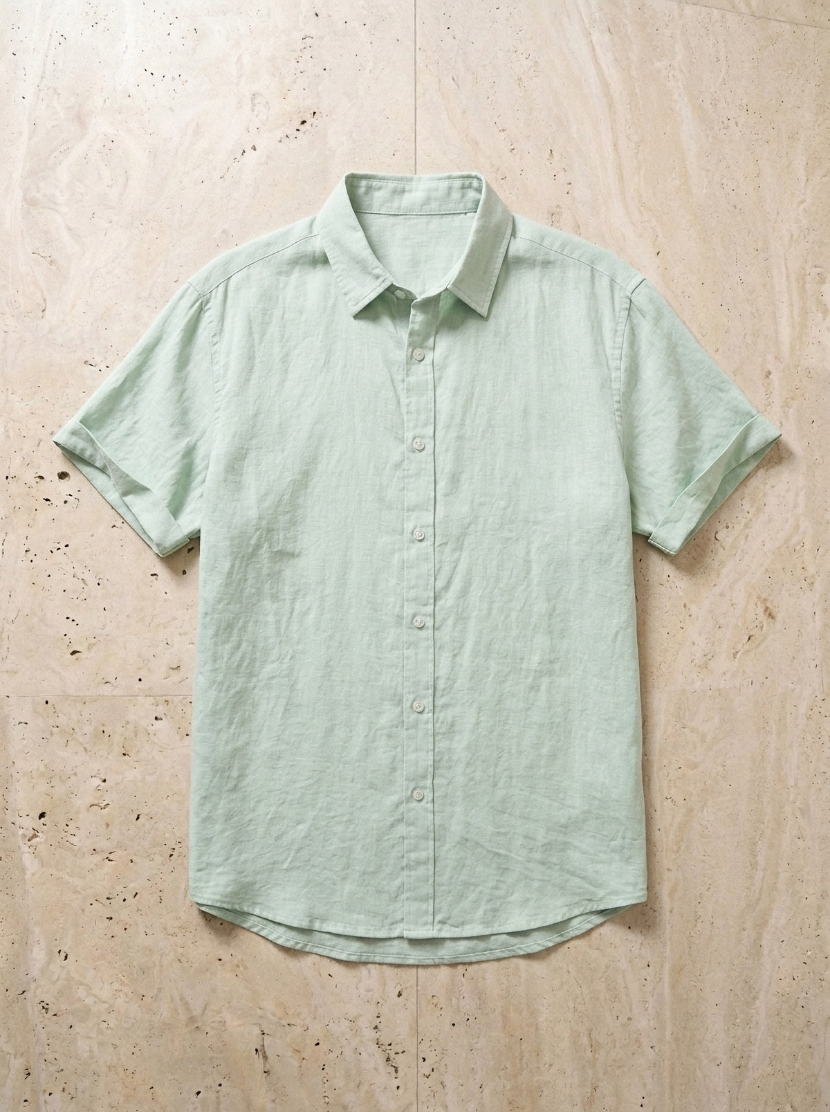 Verde-claro | Camisa de linho slim Roma verde-claro – peça sozinha vista de cima