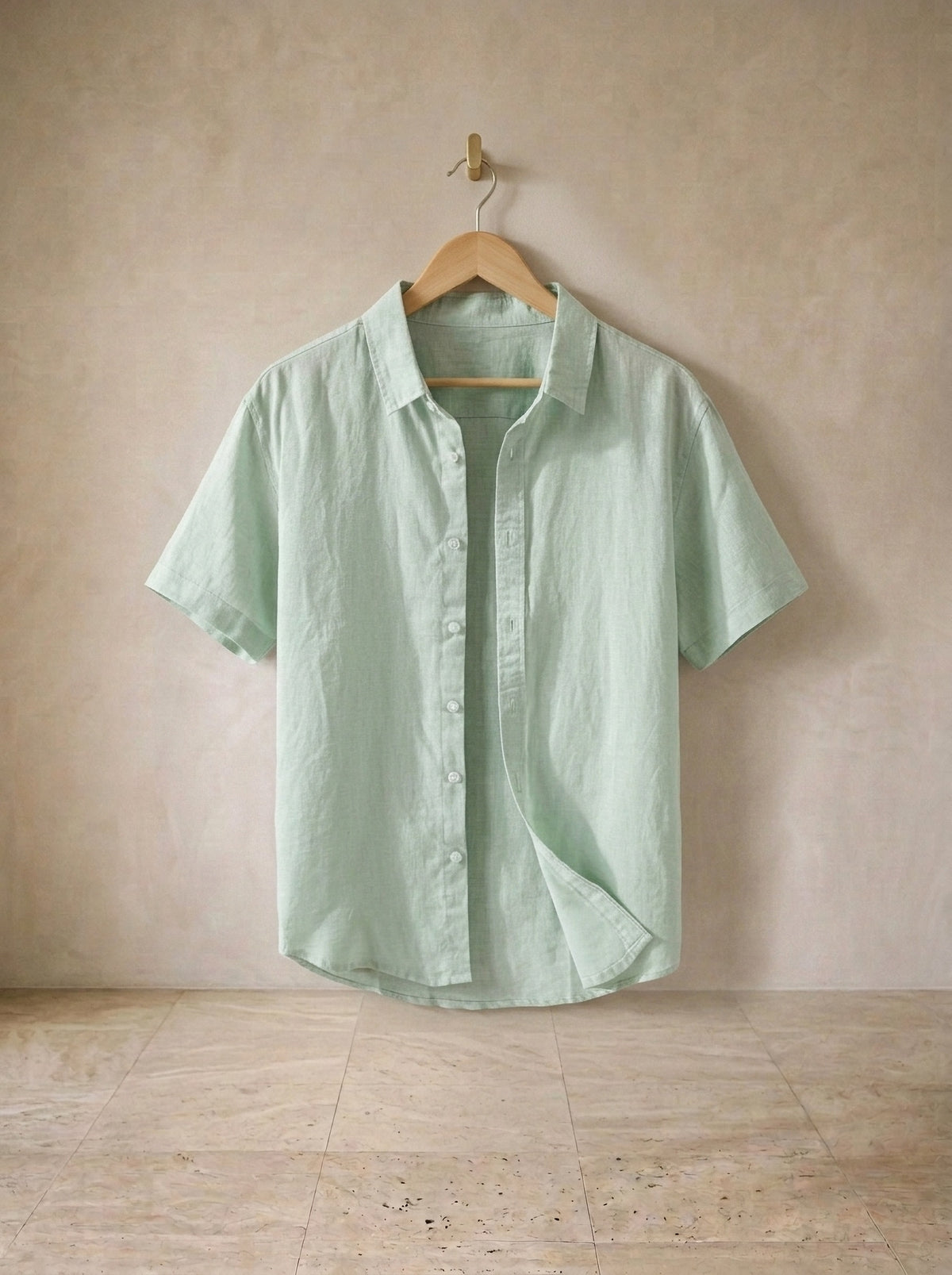 Verde-claro | Camisa de linho slim Roma verde-claro – peça sozinha, foto de produto
