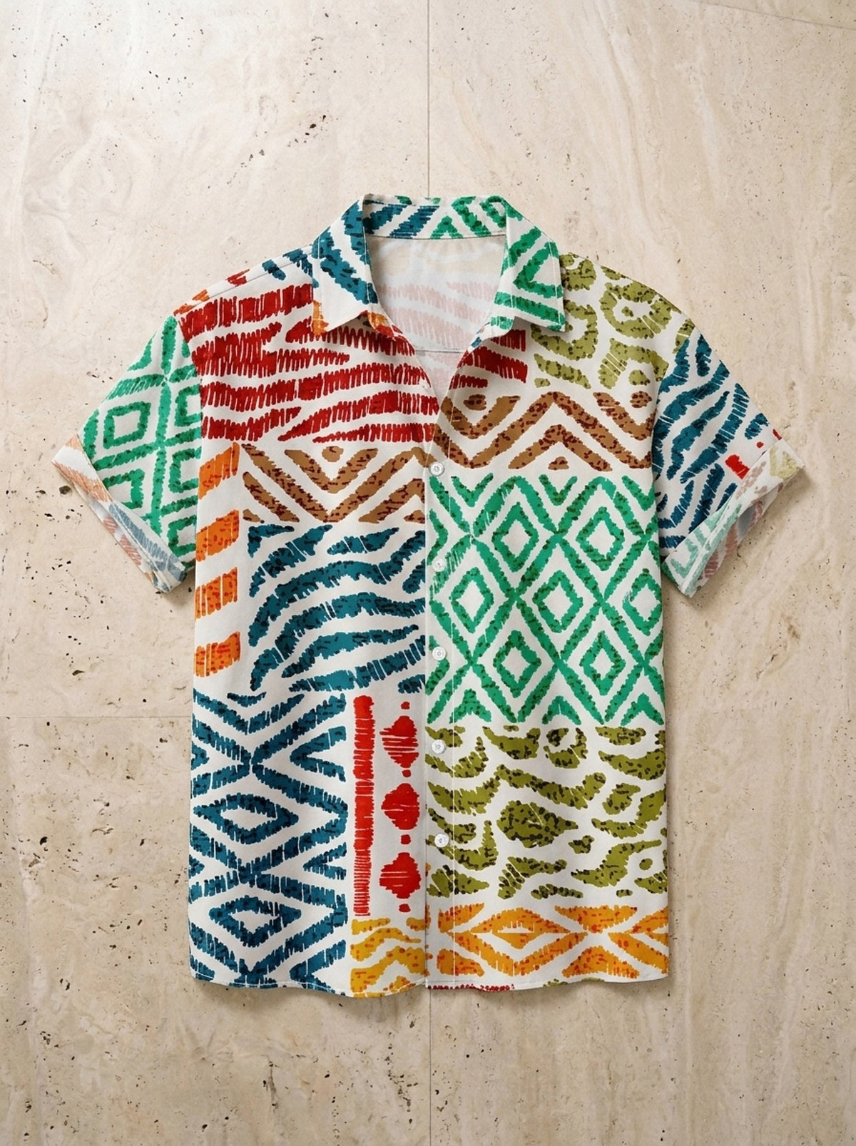 Camisa estampa geométrica Ronda – peça sozinha vista de cima