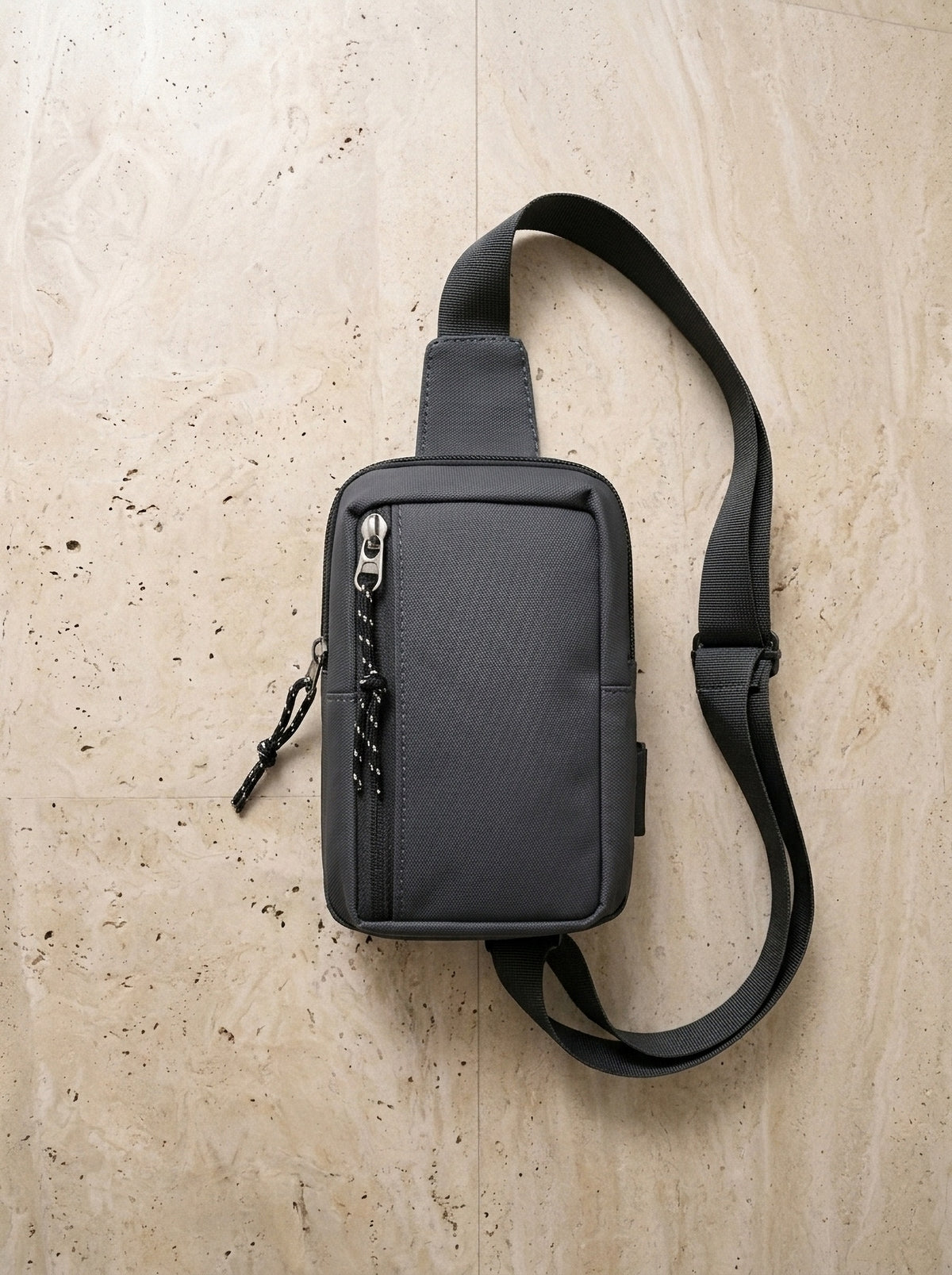 Cinza | Bolsa de ombro de nylon Ruse cinza – bolsa sozinha vista de cima